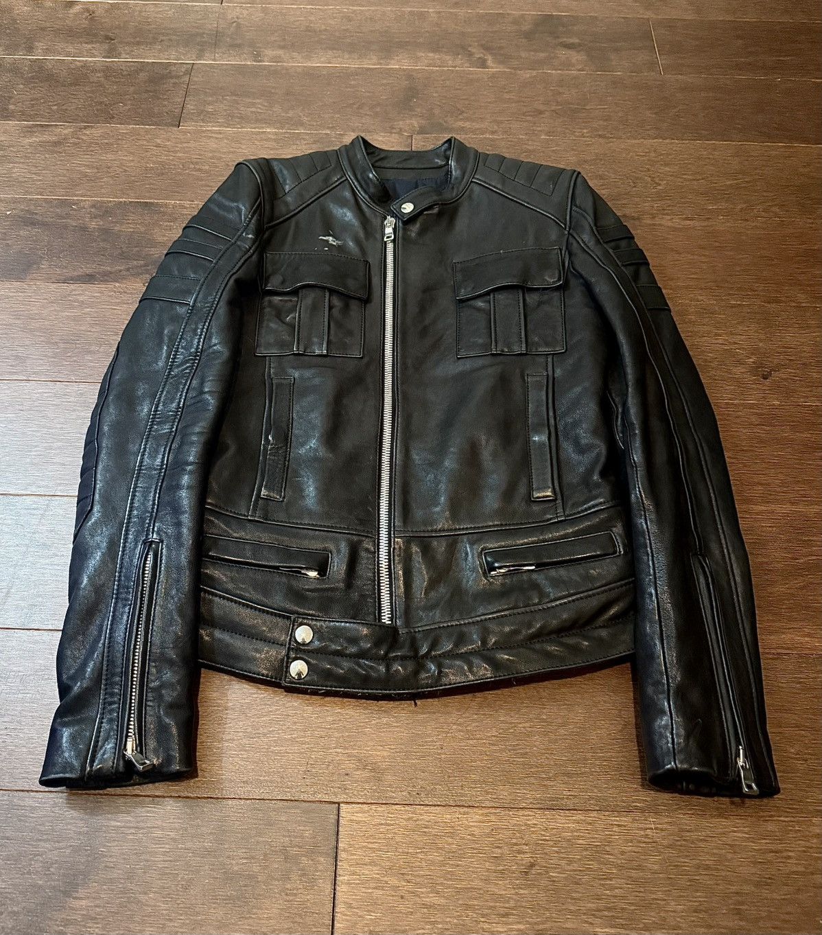 Balmain Balmain 2011 Runway Leather Raccoon Fur Cozy Wool Jacket