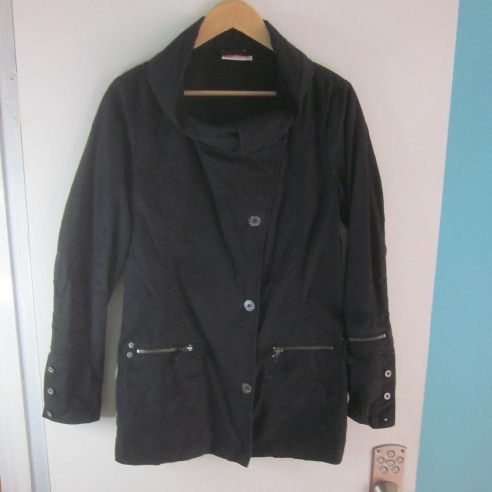 Oxbow OXBOW Womens Long Trench Black Cotton Jacket Size 3 Fits M Size M / US 6-8 / IT 42-44 - 2 Thumbnail