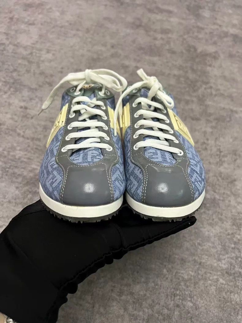 Fendi Fendi Denim and Leather Sport Sneakers Size 37 Size US 6.5 / EU 39-40 - 4 Thumbnail