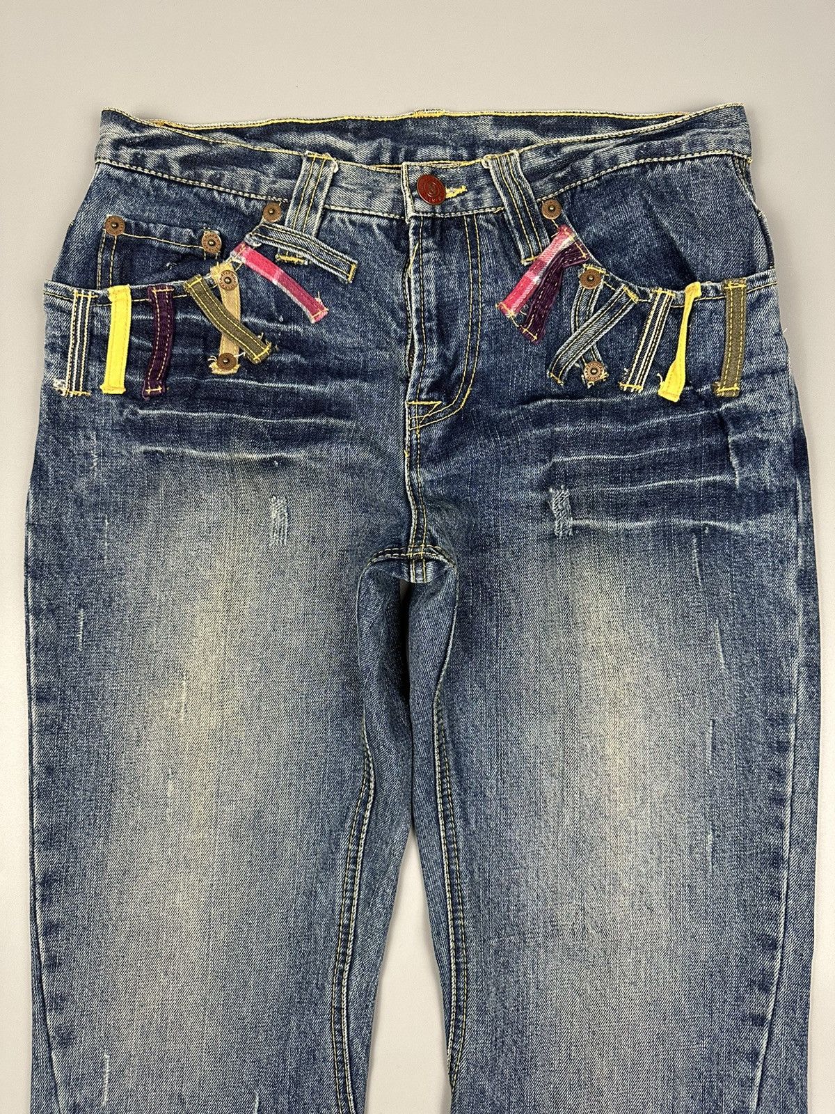 If Six Was Nine × Le Grande Bleu (L.G.B.) Vintage Six Star Iron Co Double Waist Whiskered Jeans Size US 32 / EU 48 - 5 Thumbnail