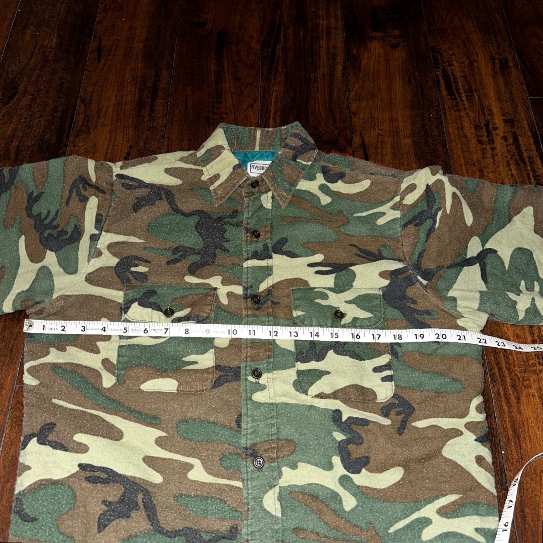 Vintage VTG Five Brothers Shirt Mens M Green Camouflage Cotton Polyester Button-Up Casual Workwear 70s 80s USA Size US M / EU 48-50 / 2 - 5 Thumbnail