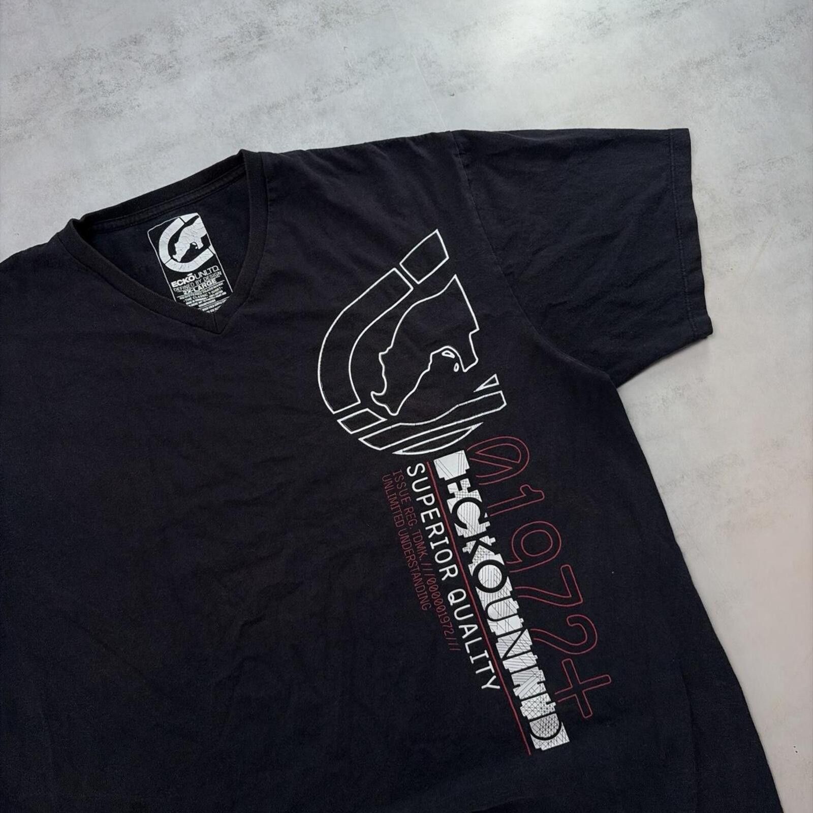 Ecko Unltd. Y2K Black Ecko Unltd Grunge Skater Gothic T-Shirt Size US XXL / EU 58 / 5 - 3 Thumbnail