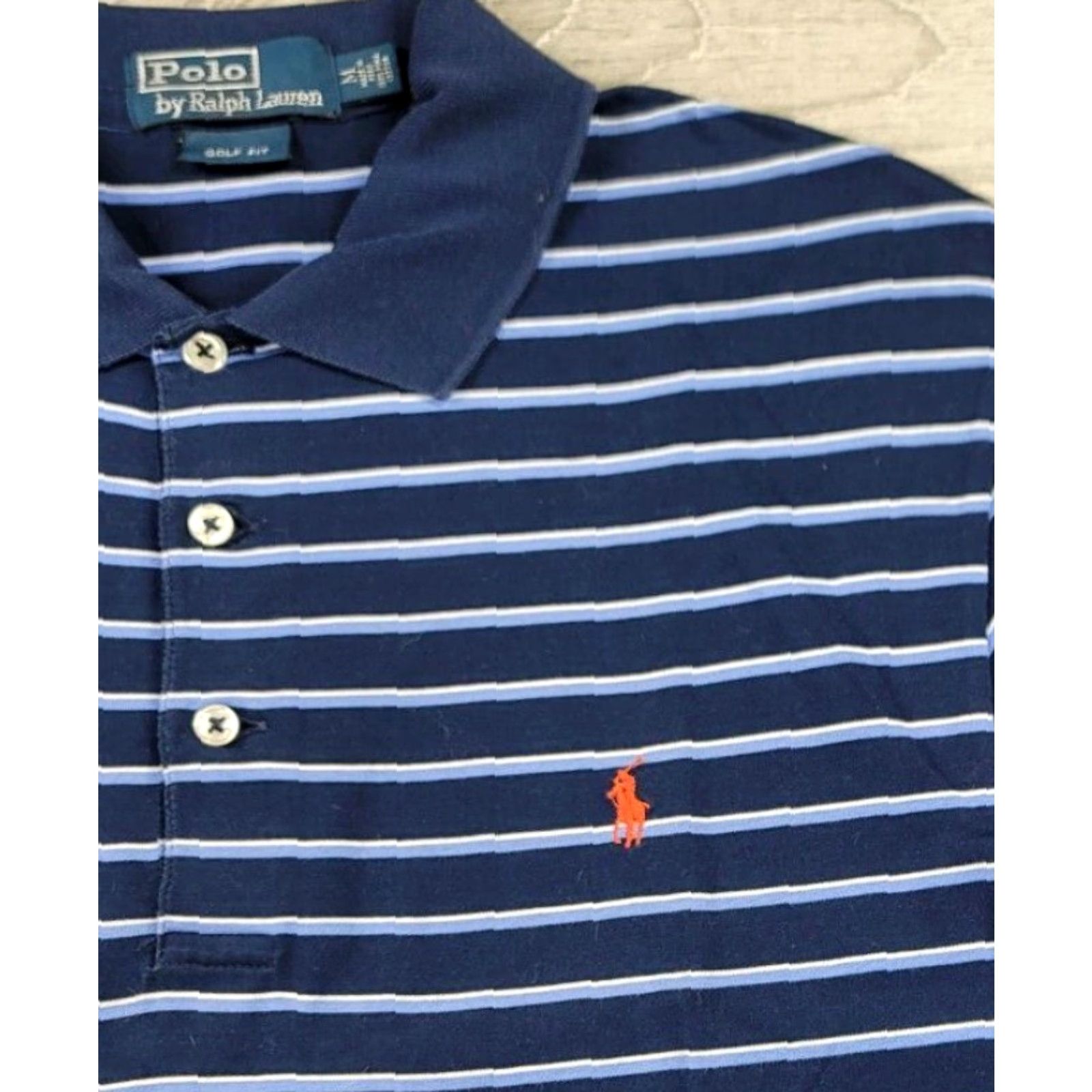 Ralph Lauren Ralph Lauren Polo Shirt M Blue Stripe Short Sleeve Men Polo Shirt Regular Fit Blue Navy Pony 50s 60s Inspired Size US M / EU 48-50 / 2 - 3 Thumbnail