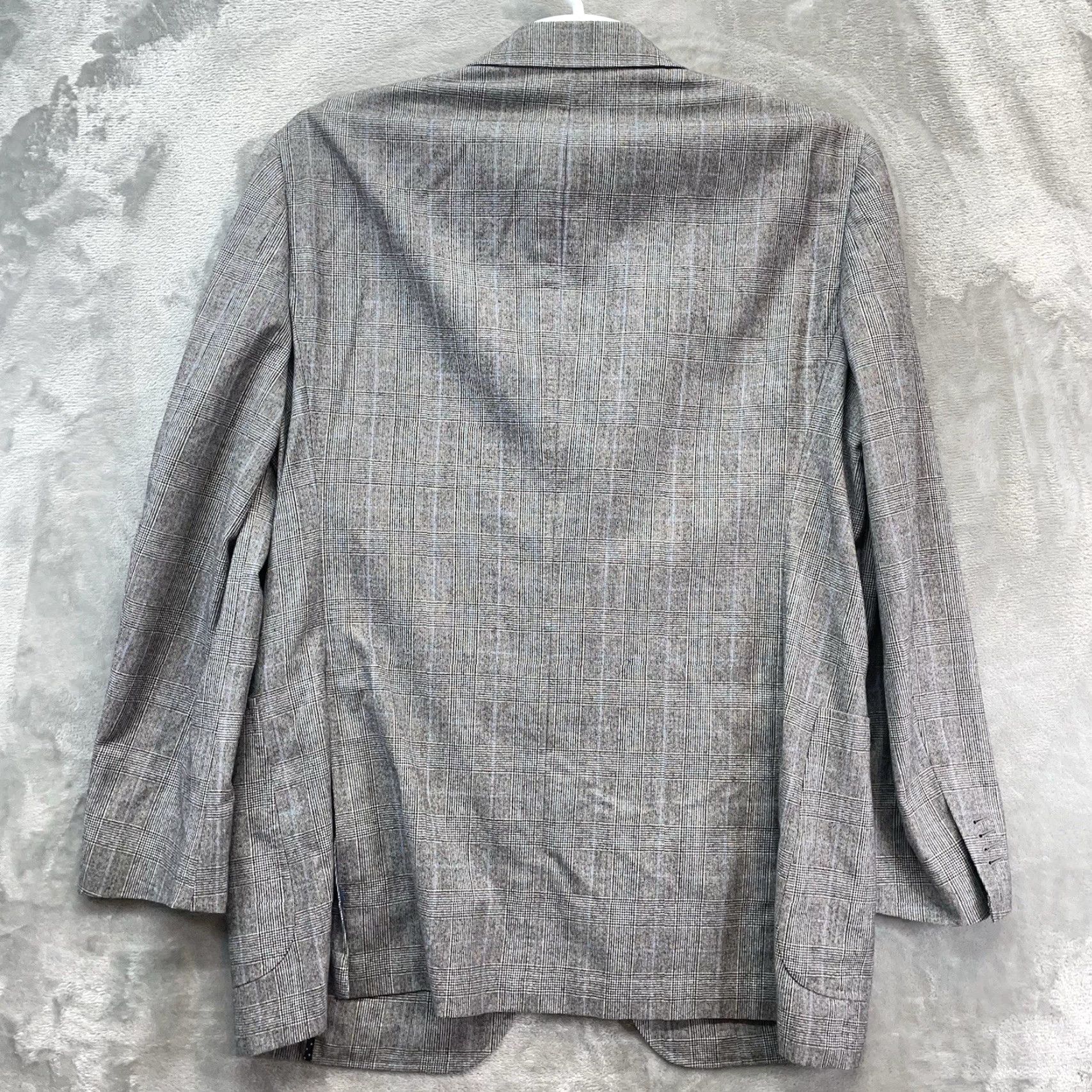 Suitsupply Suitsupply Blazer Men 54 Suit Jacket Sport Coat Plaid Wool Gray Notch 2-Button 4-Button Surgeon Cuffs Double-Vented Regular Size 54R - 3 Thumbnail