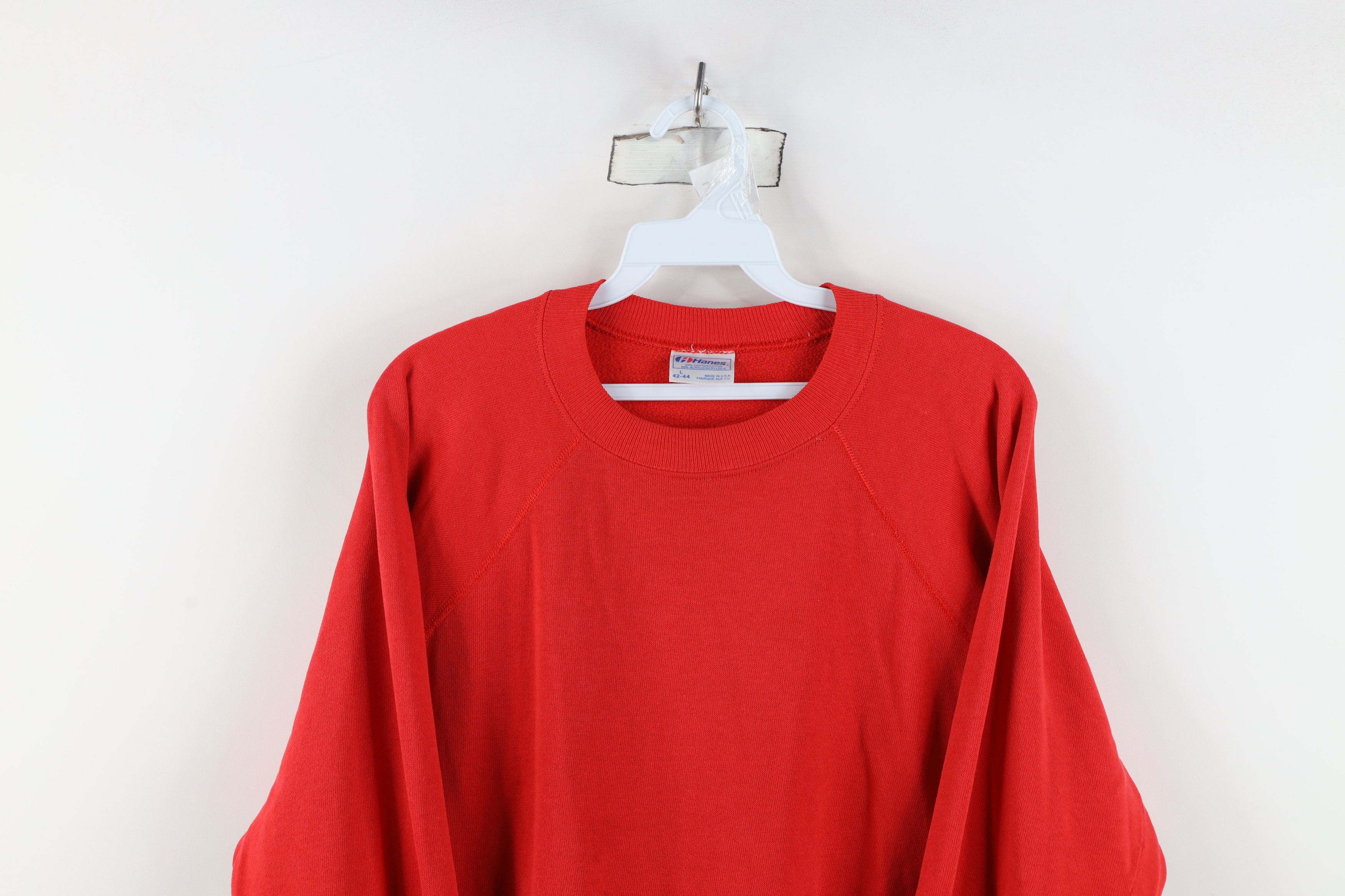 Hanes Vintage 80s Hanes Faded Blank Crewneck Sweatshirt Red USA Size L / US 10 / IT 46 - 2 Thumbnail