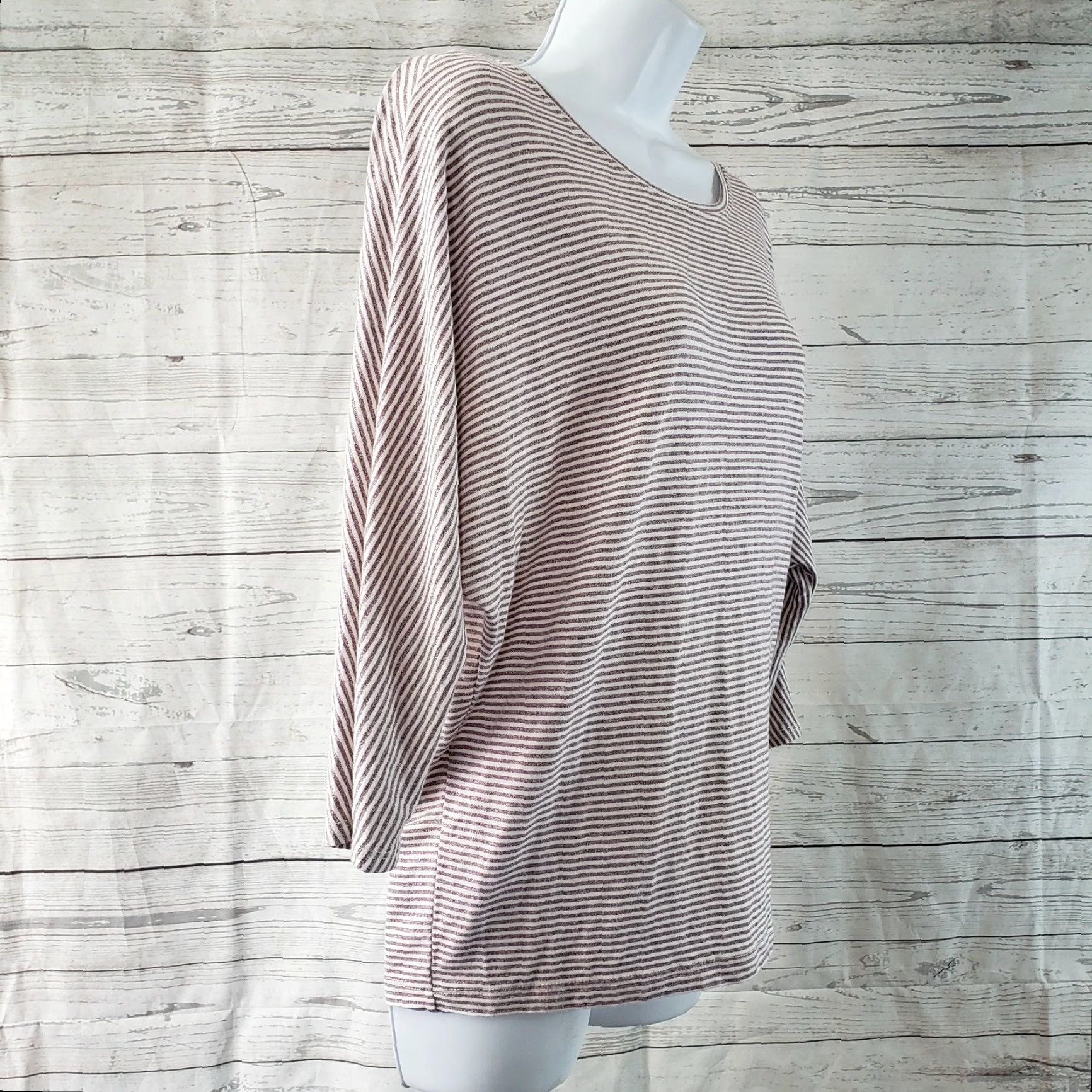 Rachel Zoe Rachel Zoe Top Womens Sz Medium Purple Stripes Dolman Sleeves Modal Blend Size M / US 6-8 / IT 42-44 - 3 Thumbnail