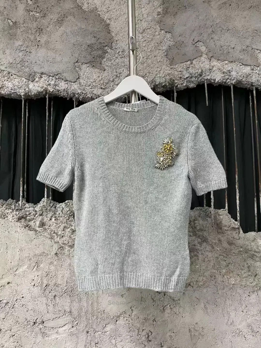 Miu Miu gray rhinestone sweater from miumiu. Size S / US 4 / IT 40 - 1 Thumbnail