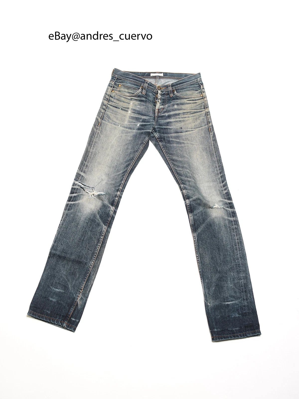The Unbranded Brand Butler Unbranded UB101 Jeans Fades Faded Distressed Selvedge Size US 30 / EU 46 - 1 Thumbnail