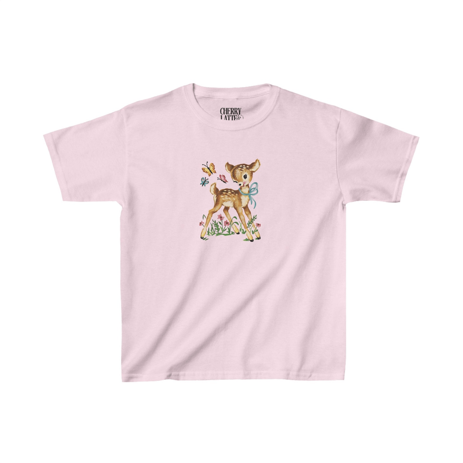 Other Fawn Deer Baby Tee – Cottagecore Coquette Y2K Vintage Style Size M / US 6-8 / IT 42-44 - 1 Thumbnail