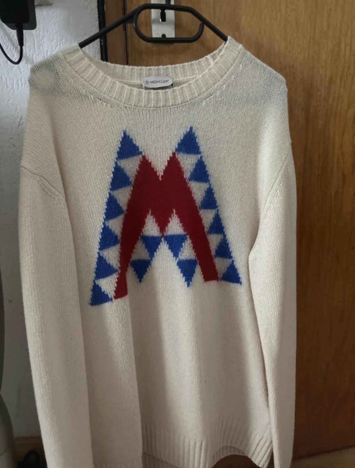 image of Moncler Knitted Pullover in White, Men's (Size XL)