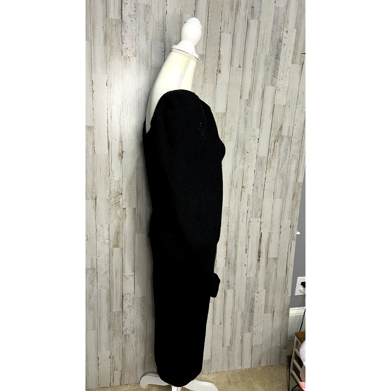 ASTR The Label ASTR The Label Women's Black Ribbed Knit Bodycon Midi Dress Size M / US 6-8 / IT 42-44 - 2 Thumbnail