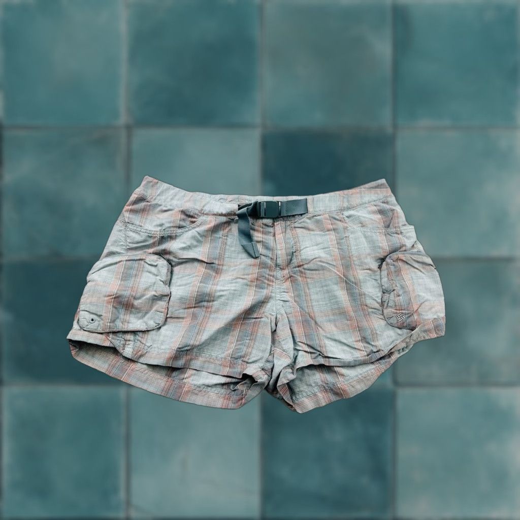 Vintage Columbia Shorts Women’s L Large Plaid Cargo Hiking Belted Size 36" / US 14 / IT 50 - 1 Thumbnail