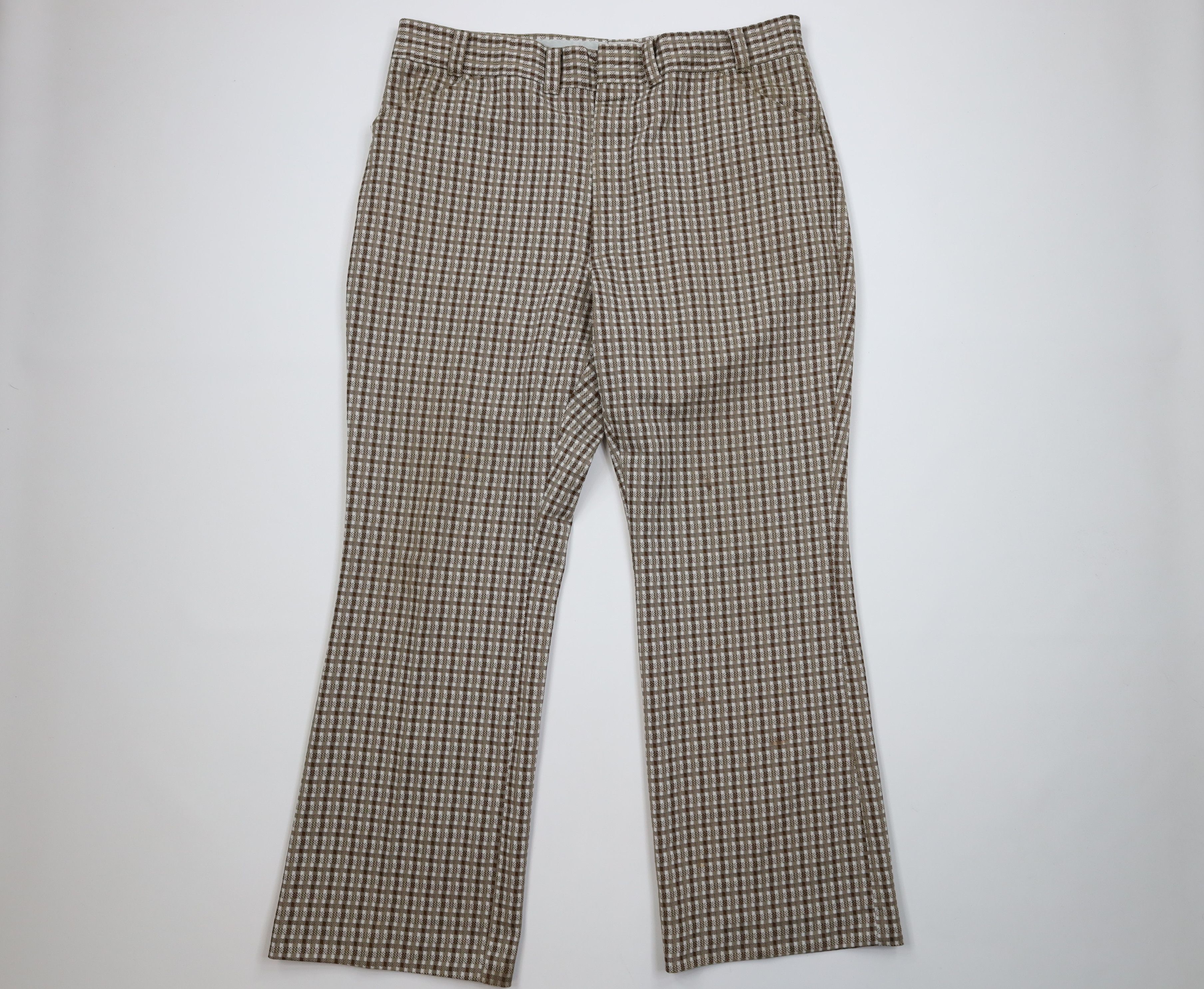 Vintage Vintage 70s Streetwear Bell Bottoms Chino Pants Plaid USA Size US 40 / EU 56 - 1 Thumbnail