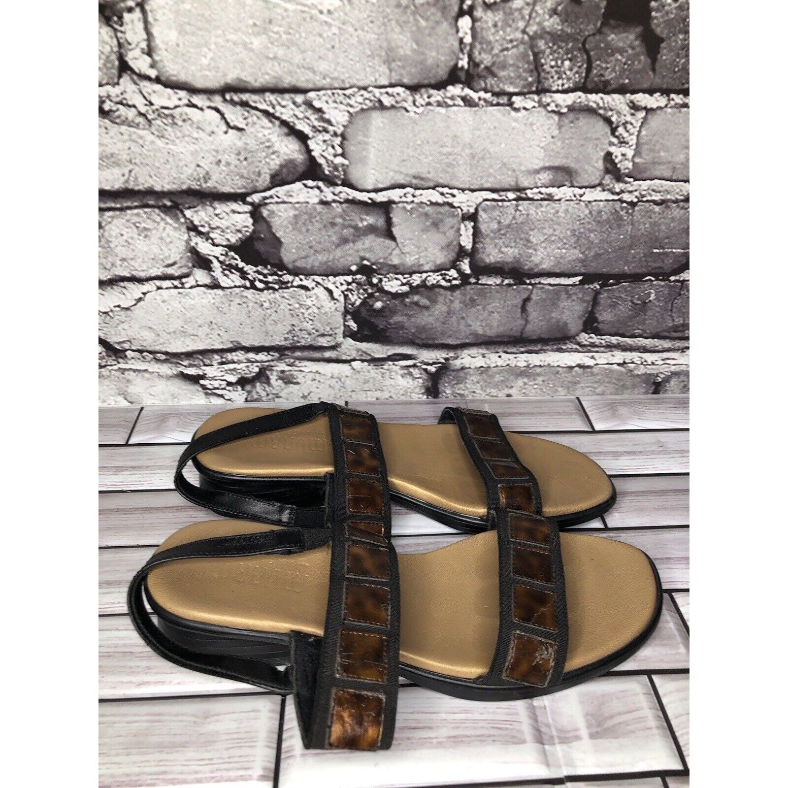 Other Munro Brown Synthetic Textile Comfort Heel Slingback Sandals Size US 5.5 / IT 35.5 - 12 Thumbnail