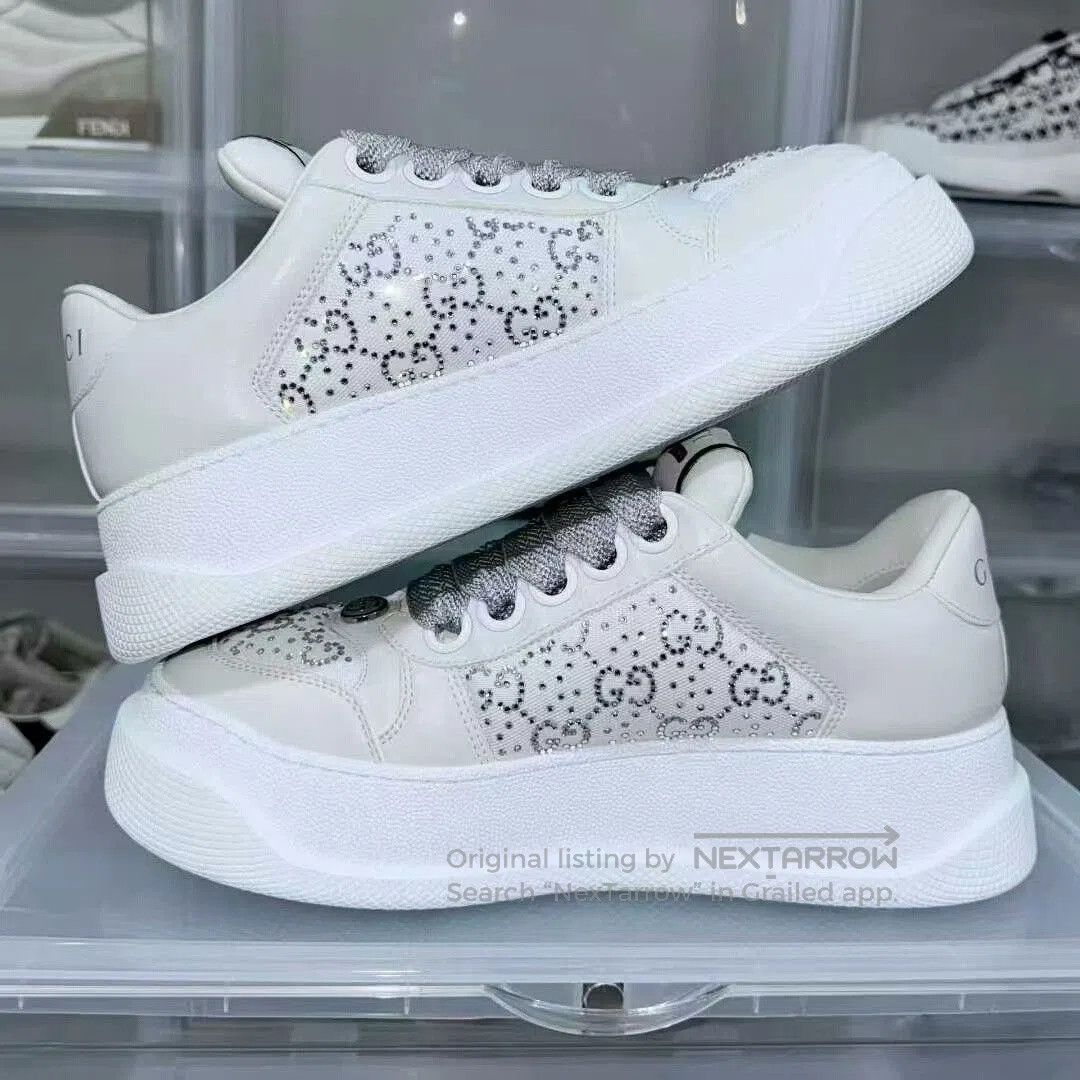 Gucci gucci stylish sneakers with rhinestones in gray. Size US 6.5 / IT 36.5 - 3 Thumbnail