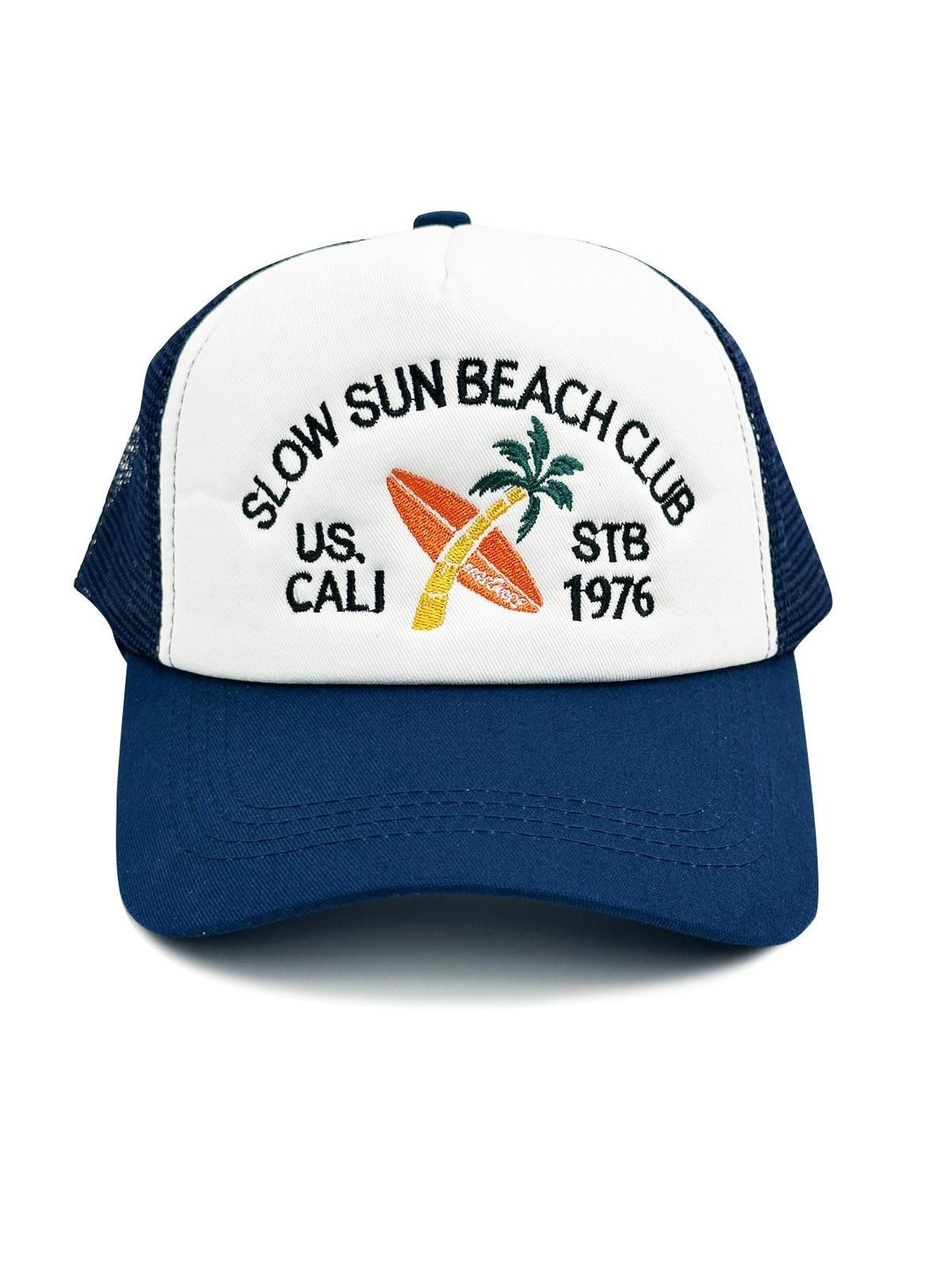 Vintage 'Slow Sun Beach Club' Embroidered Mesh Trucker Hat Size ONE SIZE - 3 Thumbnail