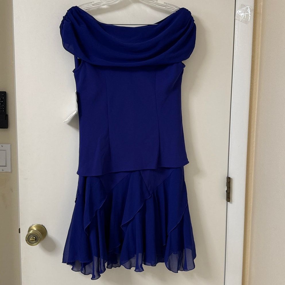 Other NWT SL Fashions 10P Purple Chiffon 2 Piece Dress Skirt & Top Size L / US 10 / IT 46 - 12 Thumbnail