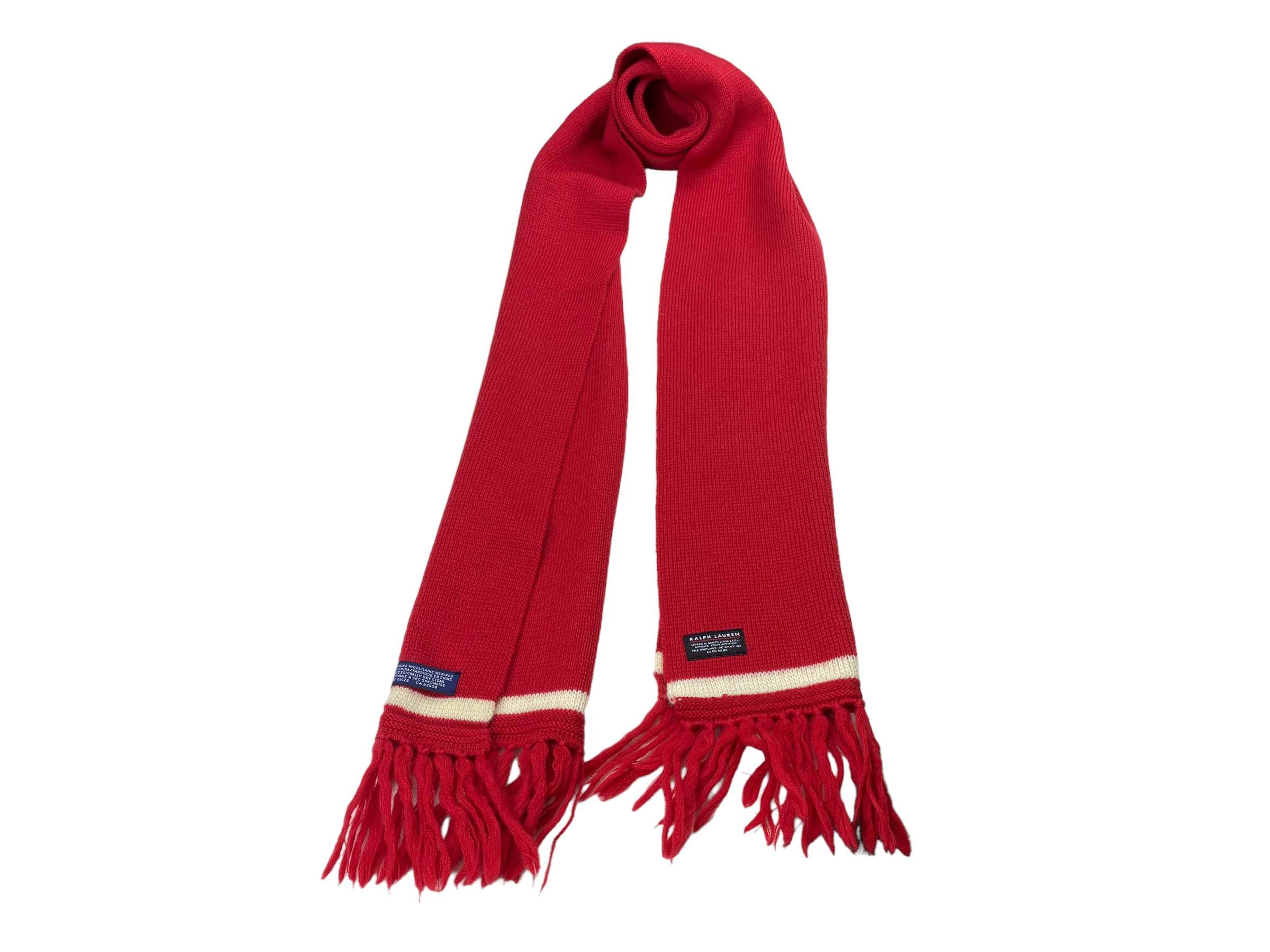 Ralph Lauren × Vintage Vintage Ralph Lauren Merino Wool Scarf - Red Size ONE SIZE - 1 Thumbnail