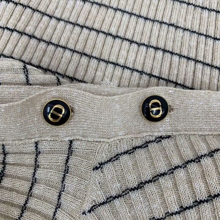 Dior Christian Dior Brown Striped Bee Cashmere Sweater Size US XS / EU 42 / 0 - 6 Thumbnail