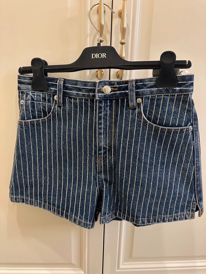 Alexander Wang Blue Rhinestone Denim Shorts