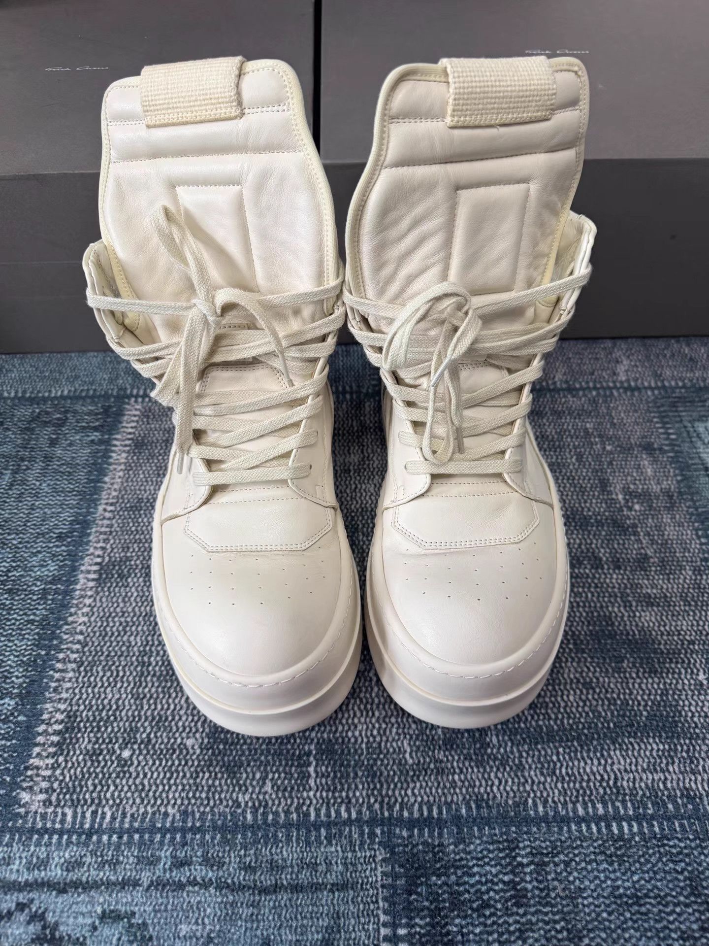 Rick Owens Rick Owens Pure White Thick Sole Reverse Triangle Sneakers Size US 9 / IT 39 - 2 Thumbnail