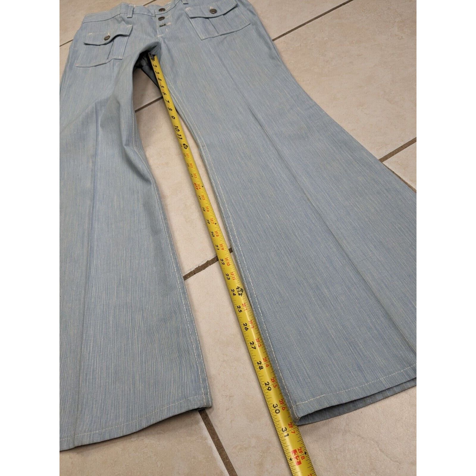 Wrangler Vtg 70s Wrangler Bell Bottom Flare Jeans Juniors 13 Blue USA Size 32" / US 10 / IT 46 - 9 Thumbnail