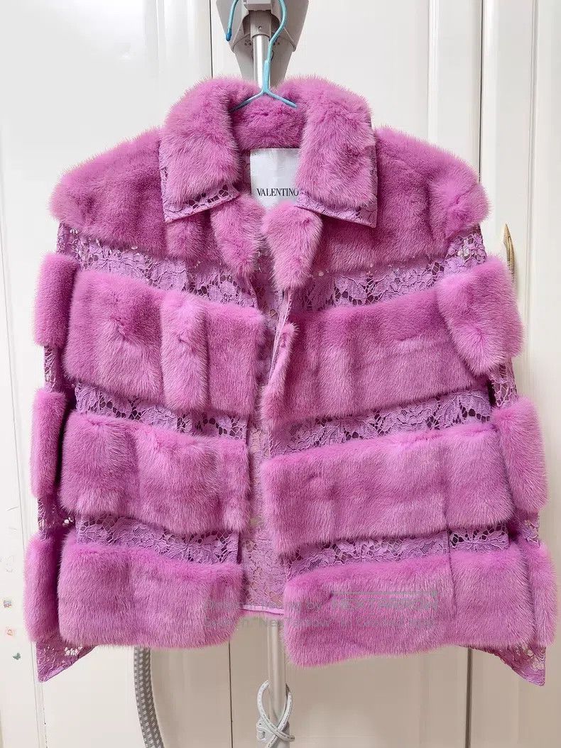 Valentino Valentino Purple lace mink coat coat Size XXS / US 00 / IT 34 - 2 Thumbnail