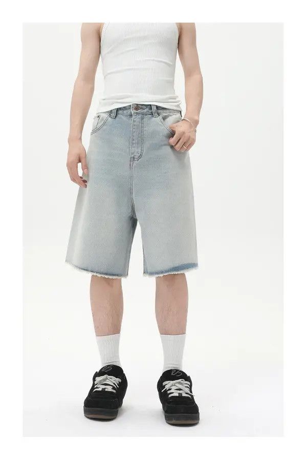 Japanese Brand Distressed vintage loose straight-leg men's denim shorts Size US 32 / EU 48 - 7 Thumbnail