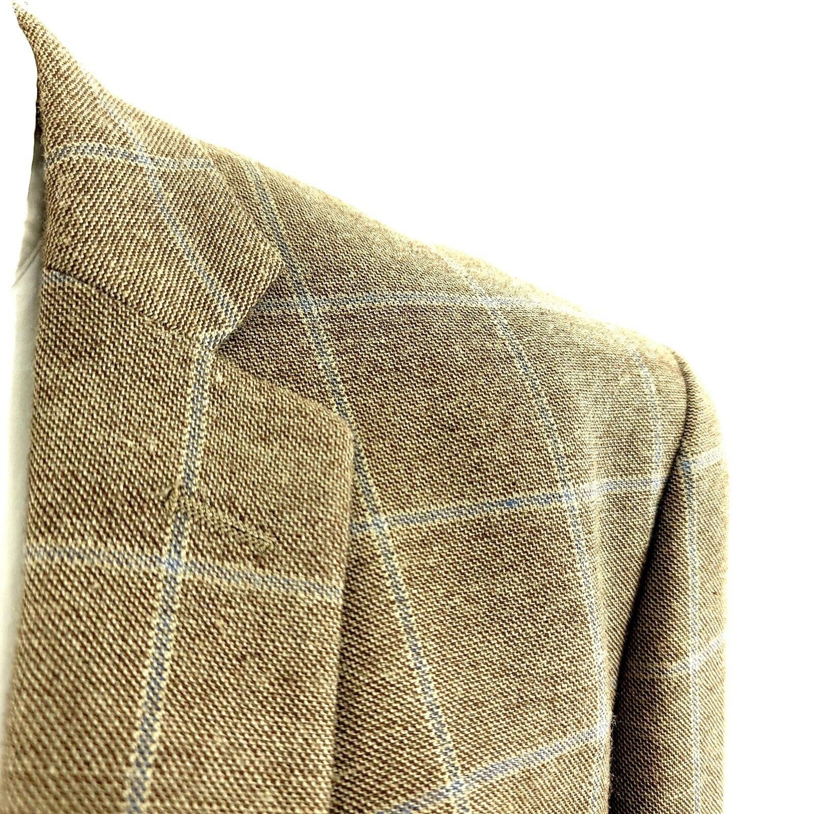 Joseph Abboud Joseph Abboud Silk Bamboo 2 Button Sport Coat Tan Sharkskin Size 40L - 2 Thumbnail