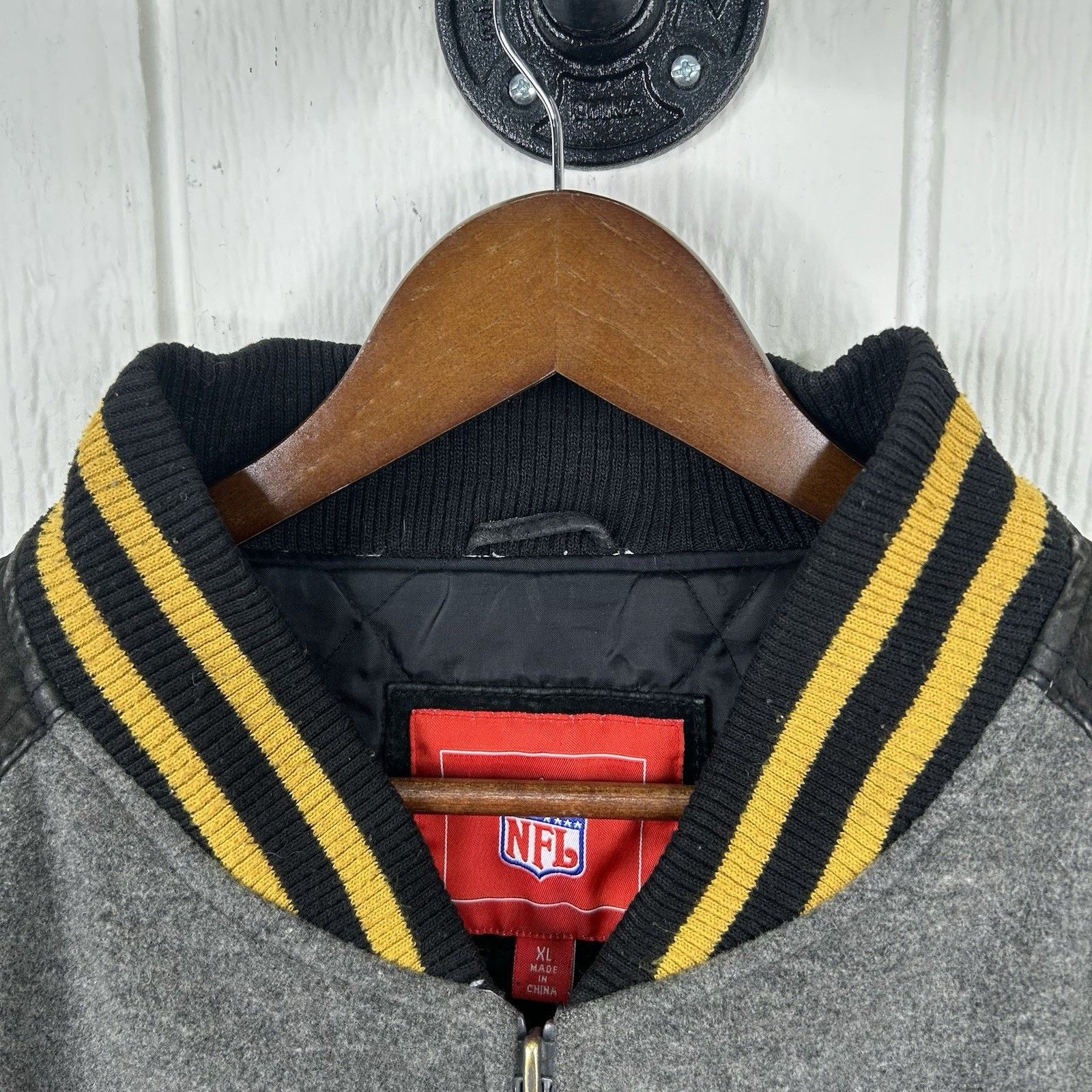 NFL Y2K Pittsburgh Steelers NFL Zip-Up Wool Bomber Jacket XLarge Size US XL / EU 56 / 4 - 5 Thumbnail