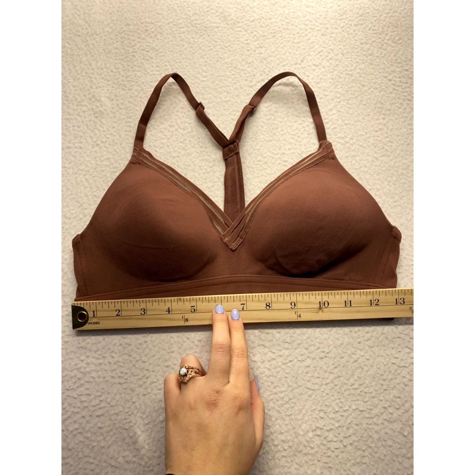 Athleta Athleta Bra #5257 Racerback Sports Bra Women Small Brownish Mauve Medium Support Nylon Spandex Size ONE SIZE - 4 Thumbnail