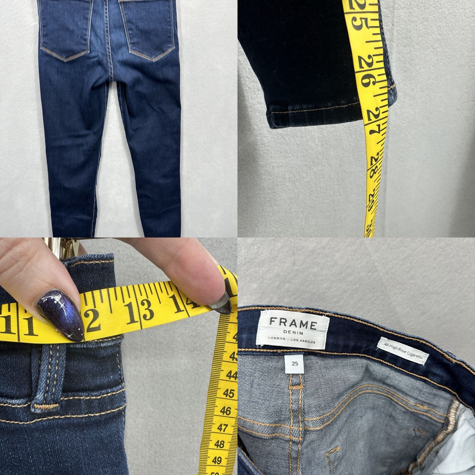 Frame FRAME Jeans Womens 25 High Rise Skinny Dark Wash Boho Cigarette Denim Pants Womens 25 FRAME Jeans Skinny Dark Wash Bohemian Rise High Size 42" / US 20 - 8 Thumbnail