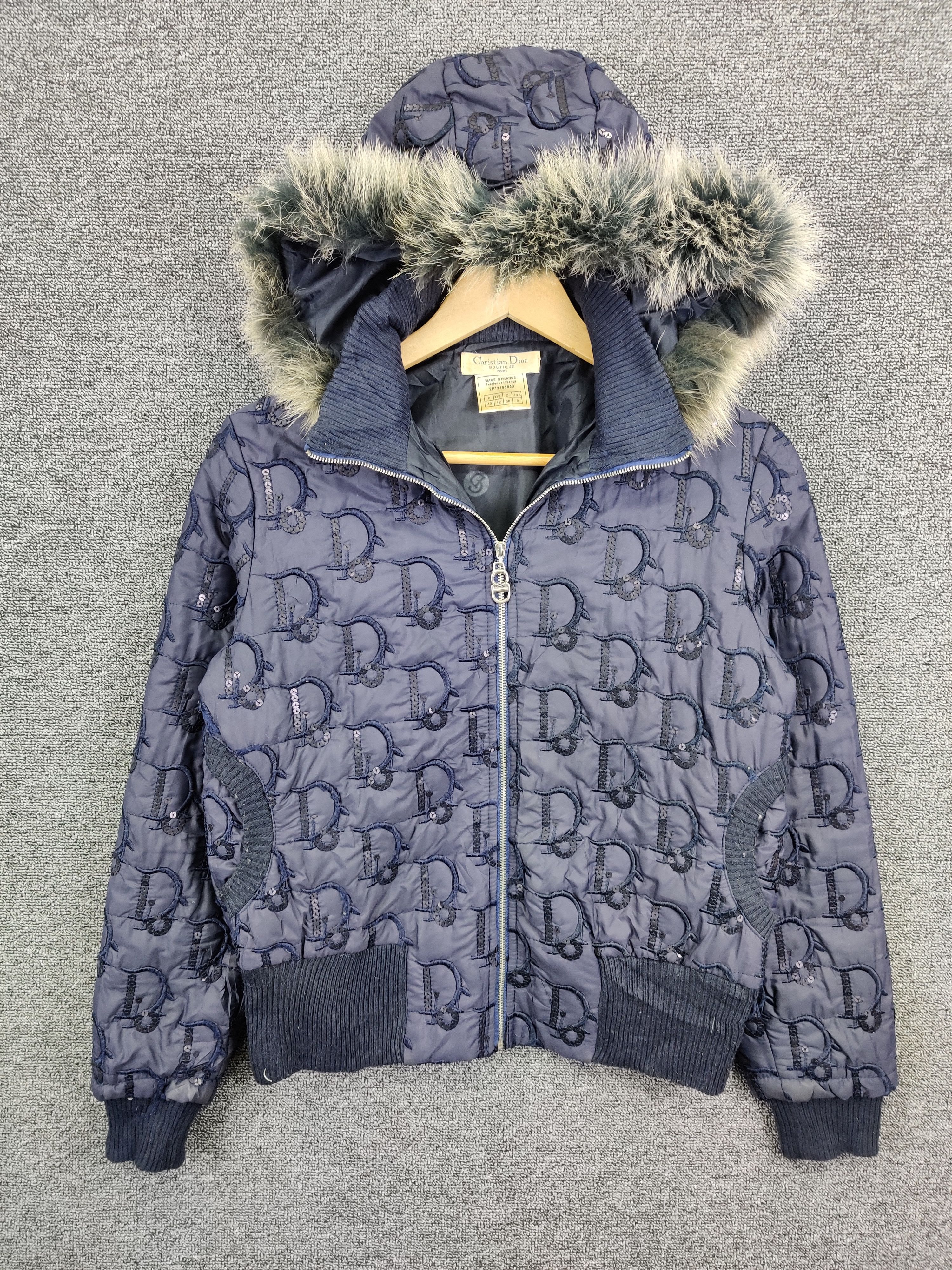 Vintage Christian Dior Monogram Puffer Fur Hoodie Jacket