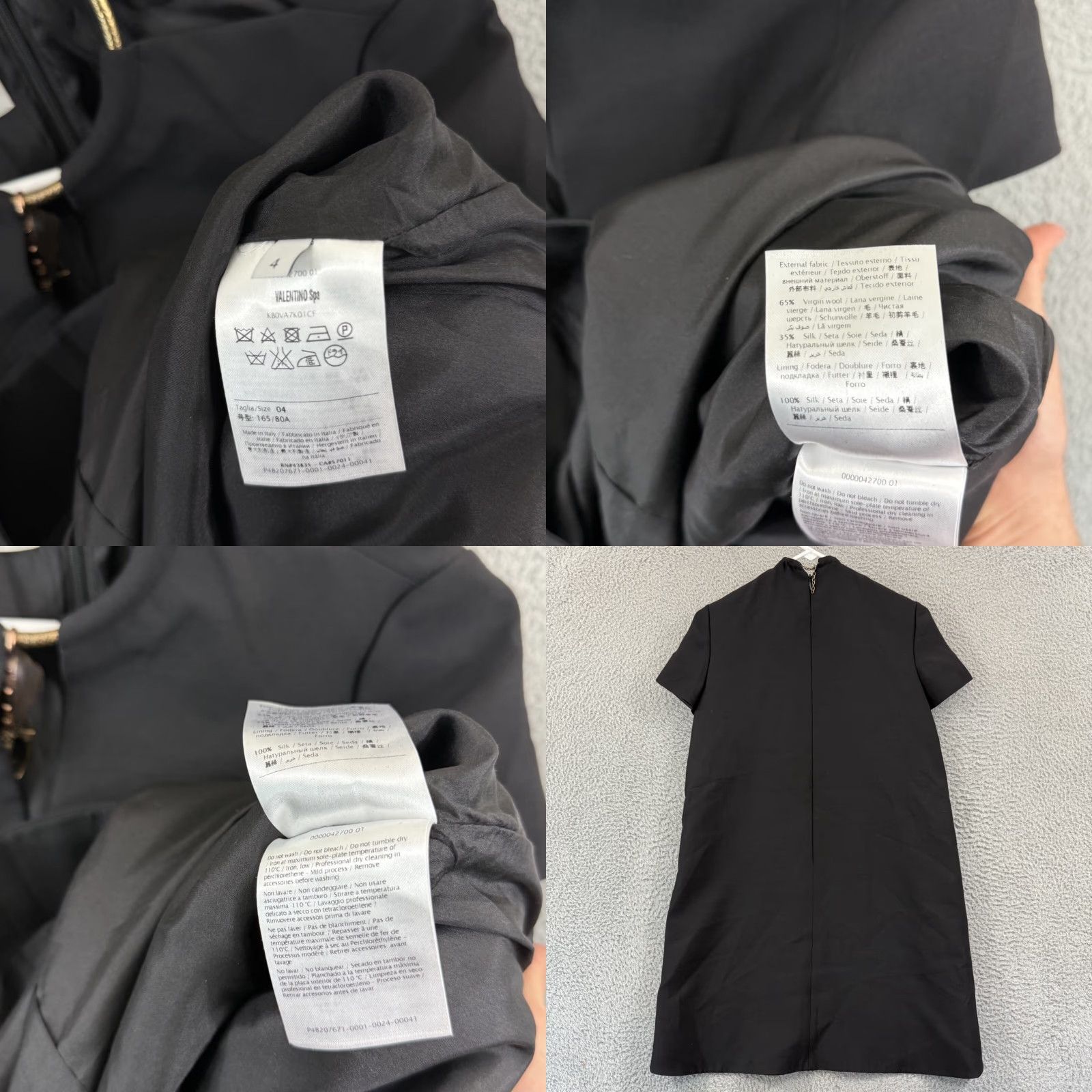 Valentino VINTAGE Valentino Spa Dress Women 4 Black Crepe Couture A Line Mini Zip Wool Silk Sheath Size S / US 4 / IT 40 - 8 Thumbnail