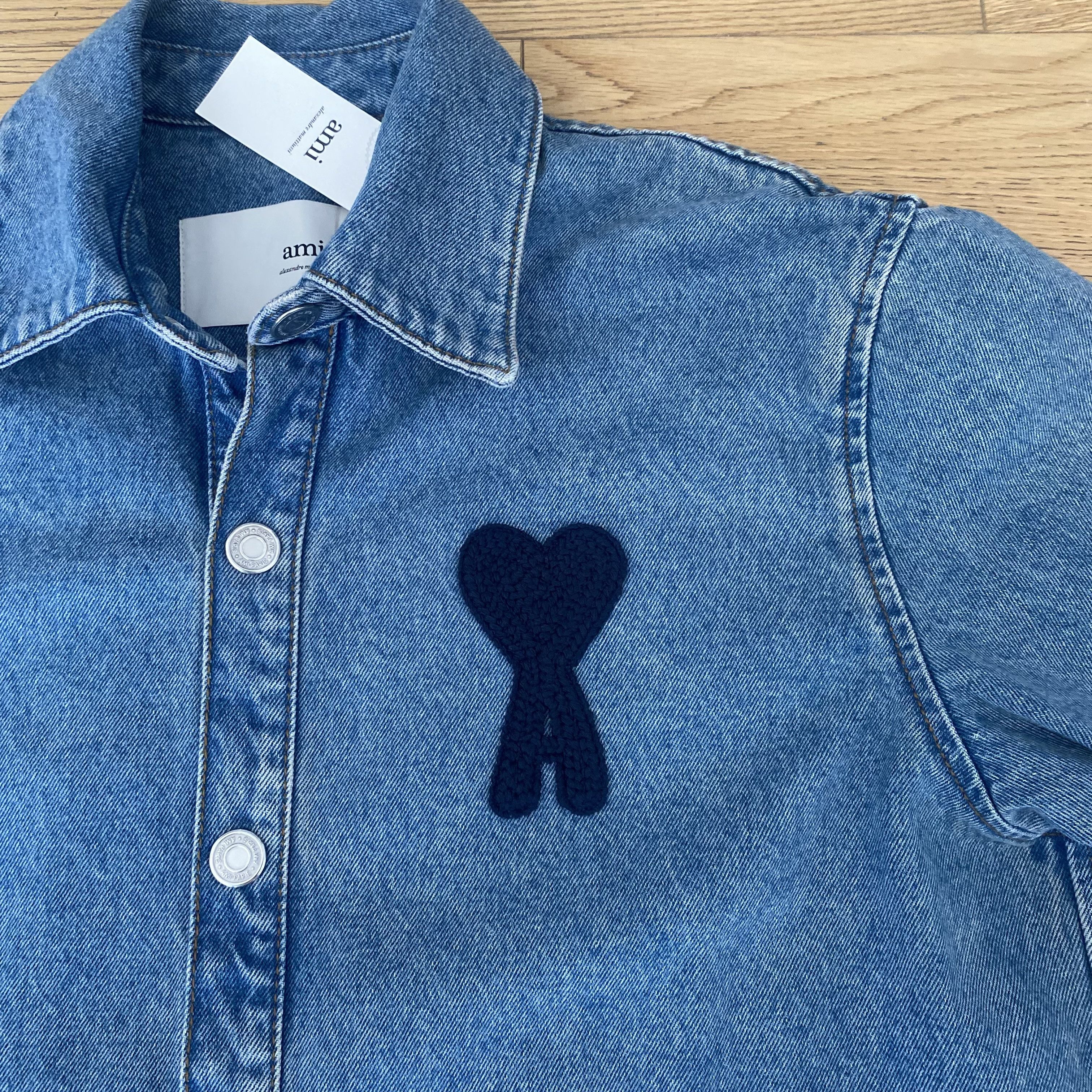 AMI Ami Paris Coeur Denim Overshirt Button Down Shirt Oversized Size US M / EU 48-50 / 2 - 2 Thumbnail