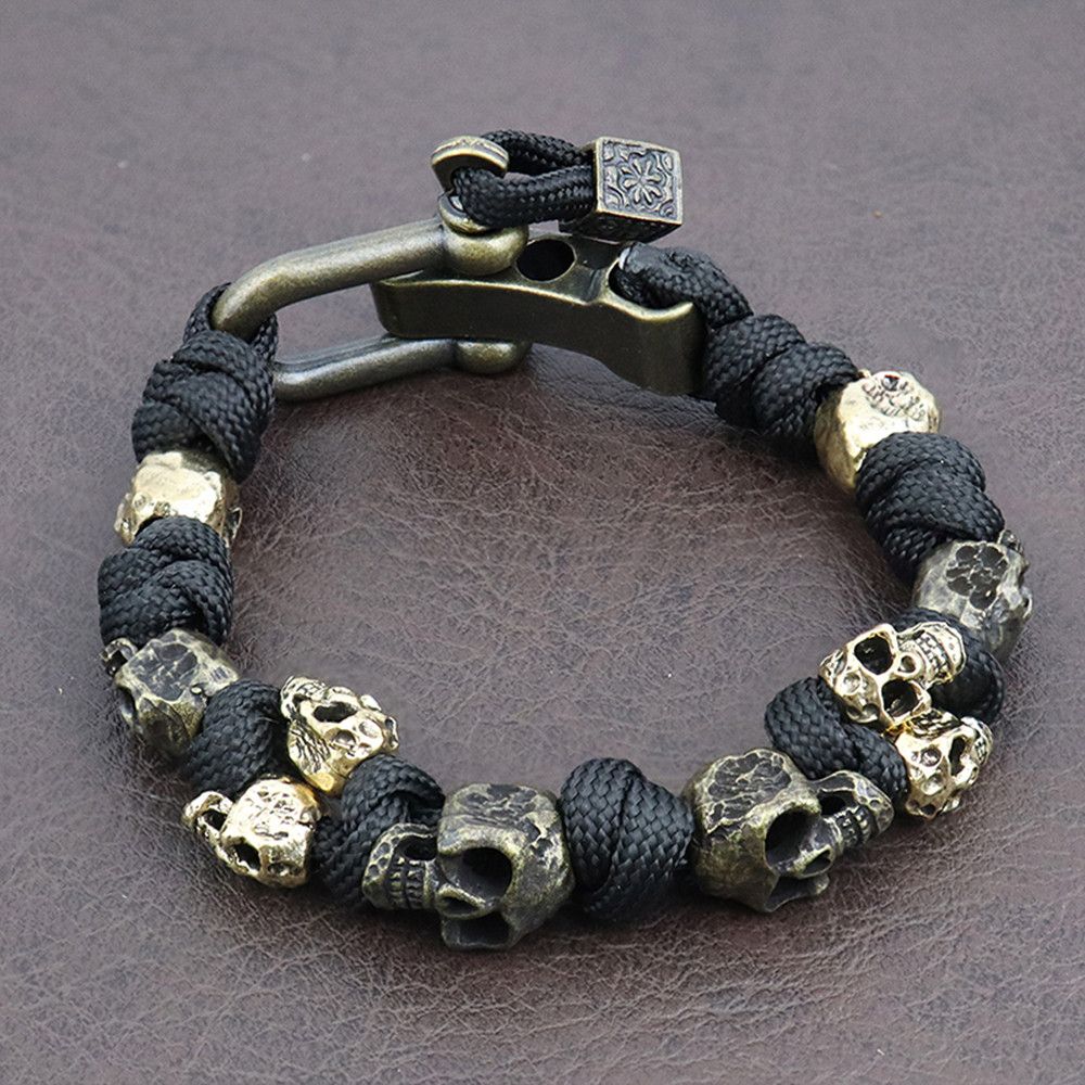Other Adjustable Unique Skull Bracelets Handmade Woven Bracelet Size ONE SIZE - 1 Thumbnail