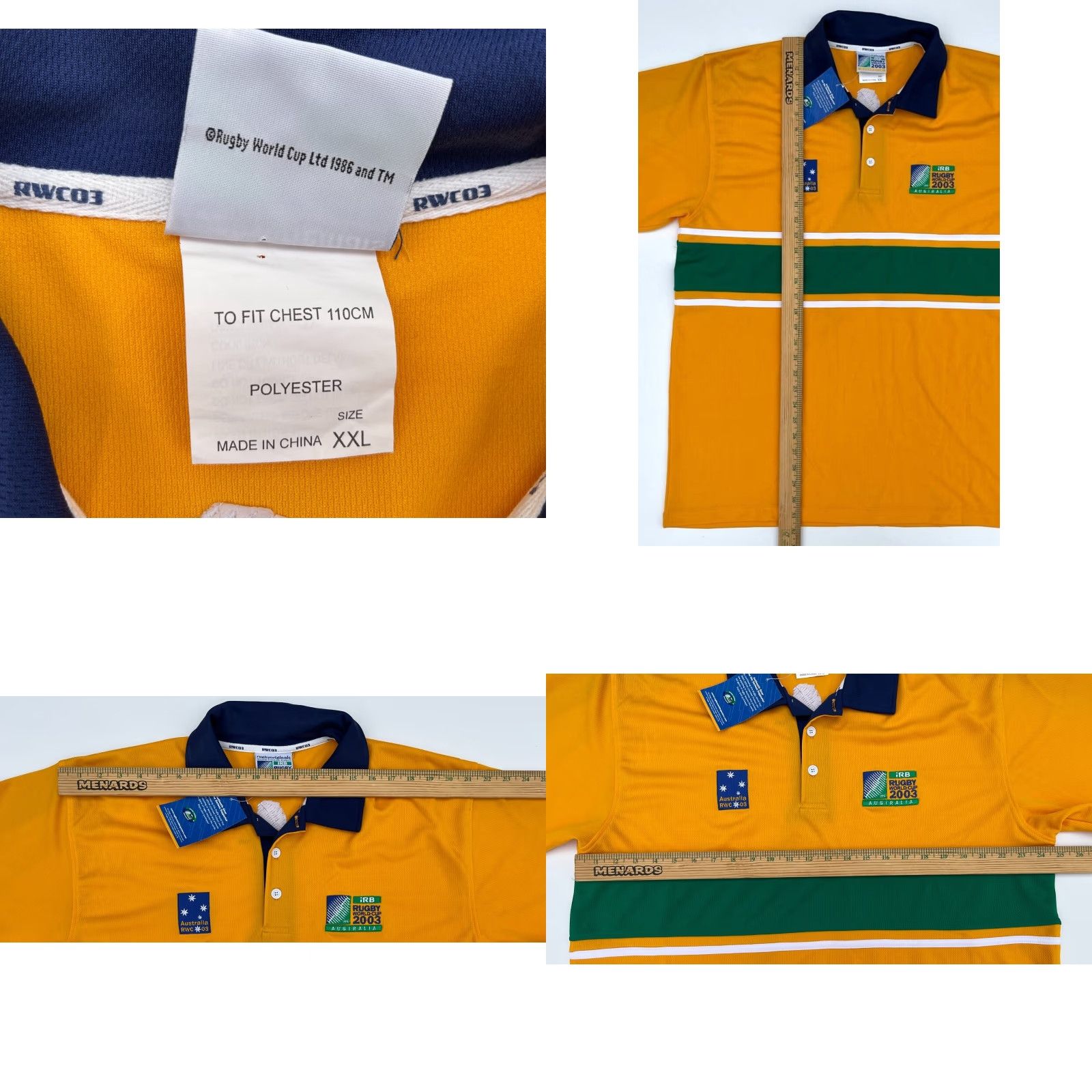 Vintage VINTAGE Rugby Originals Polo Shirt Rugby World Cup 2003 Australia XXL Yellow Mens Polo Size US XXL / EU 58 / 5 - 8 Thumbnail