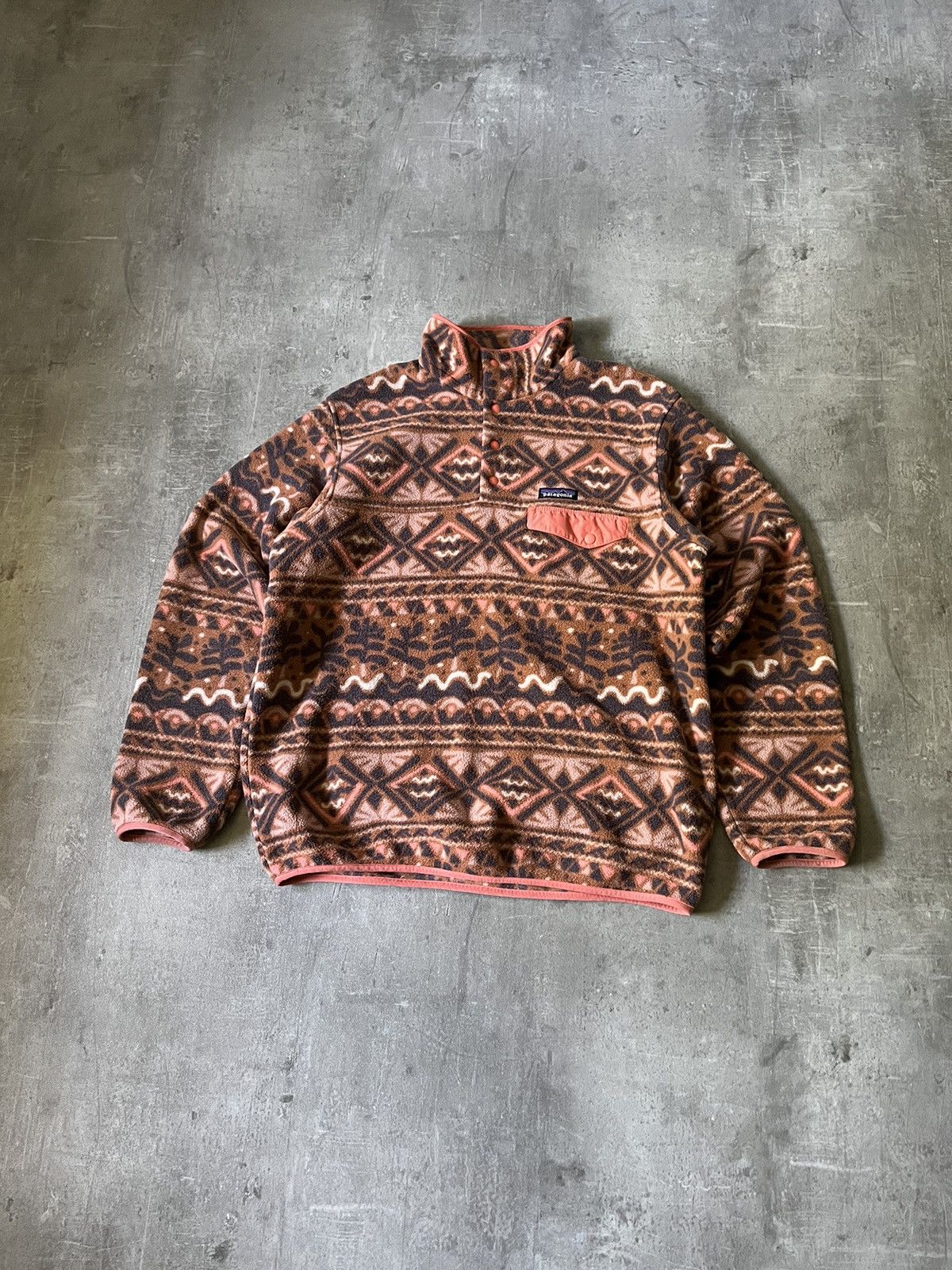 image of Patagonia Synchilla Fleece Art Aztec Print in Orange, Men's (Size Large)