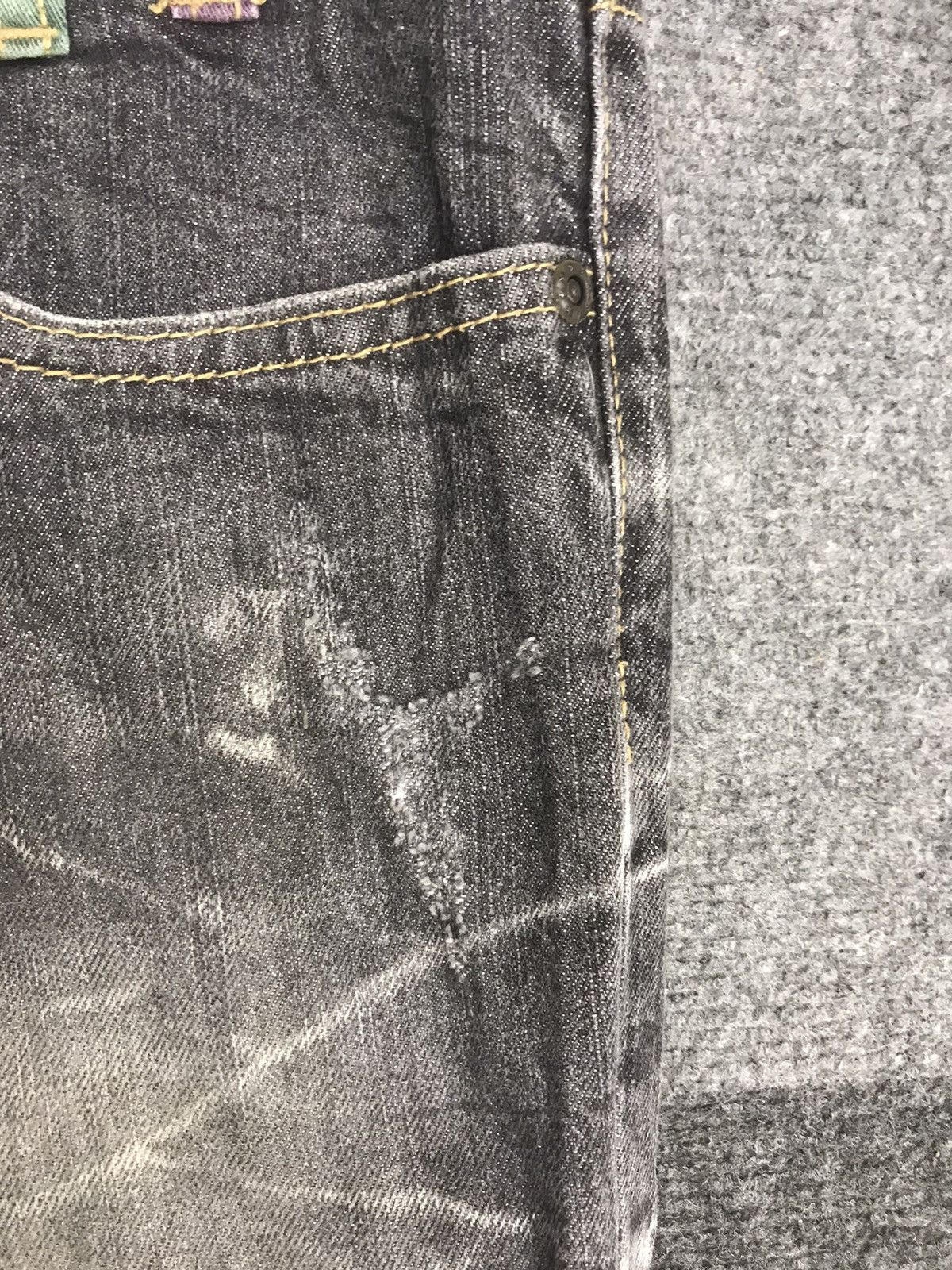 Japanese Brand Double Waist🔥Nylaus Thunderous Fades Distressed Jeans Size US 32 / EU 48 - 9 Thumbnail