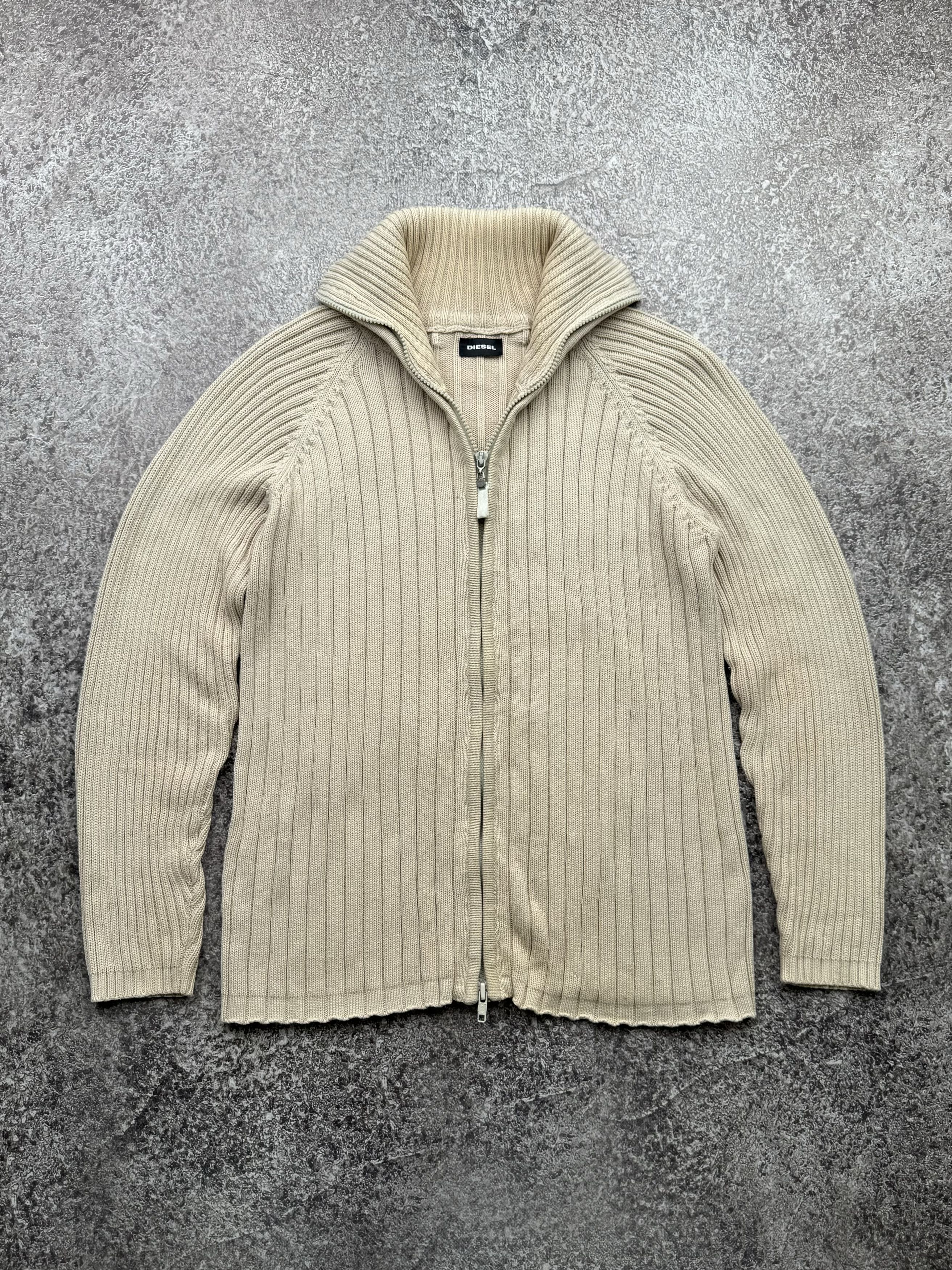 image of Archival Clothing x Avant Garde Diesel Vintage Knit Zip Sweater in Beige, Men's (Size Small)
