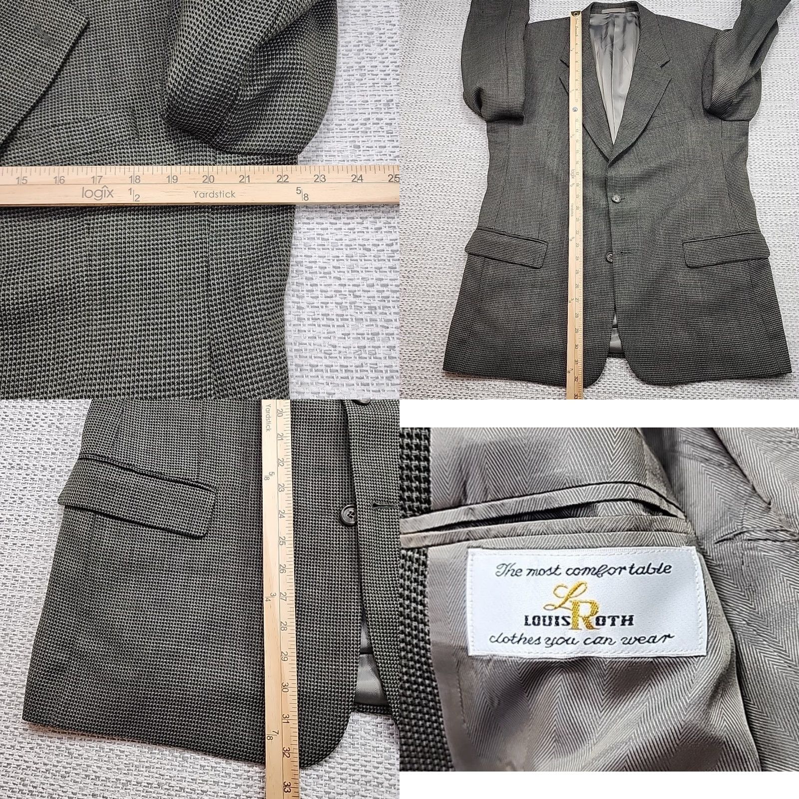 Vintage VINTAGE Louis Roth Blazer Jacket Mens 42R Wool Tweed Plaid Notch Lapel Single-Breasted 2-Button 3-Button Sleeve Brown Regular Mens Size 42R - 8 Thumbnail