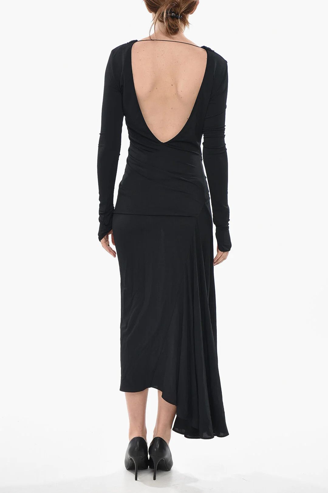 Givenchy og1mm0326 Draped-Fabric Asymmetric Dress in Black Size S / US 4 / IT 40 - 2 Thumbnail