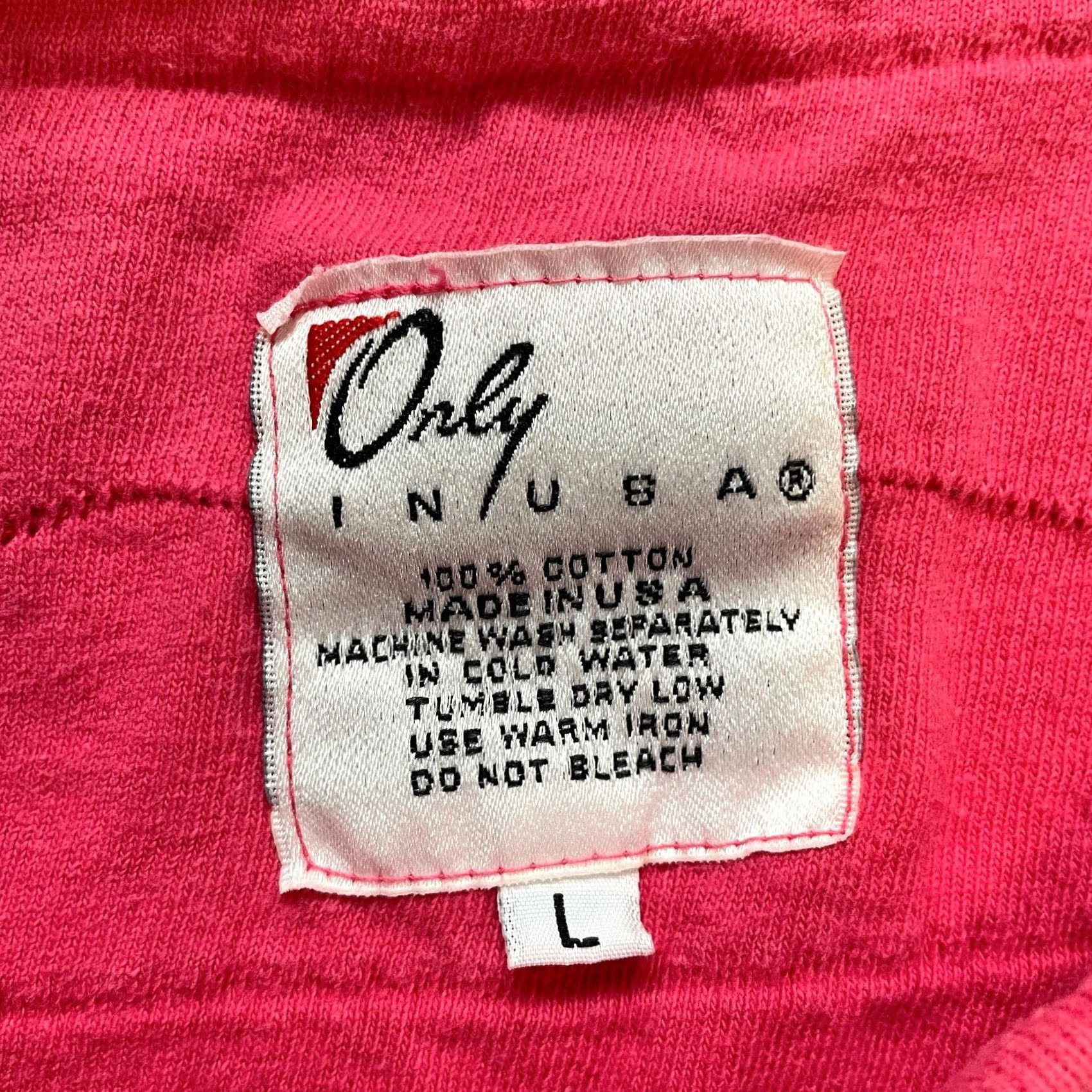 Vintage VINTAGE Only USA T-Shirt Womens L Pink Short Sleeve 100% Cotton Knit Shirt Manuf Honduras Size L / US 10 / IT 46 - 6 Thumbnail