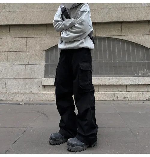 VIBE Stylish Black Cargo Pants with Utility Pockets Size US 32 / EU 48 - 4 Thumbnail