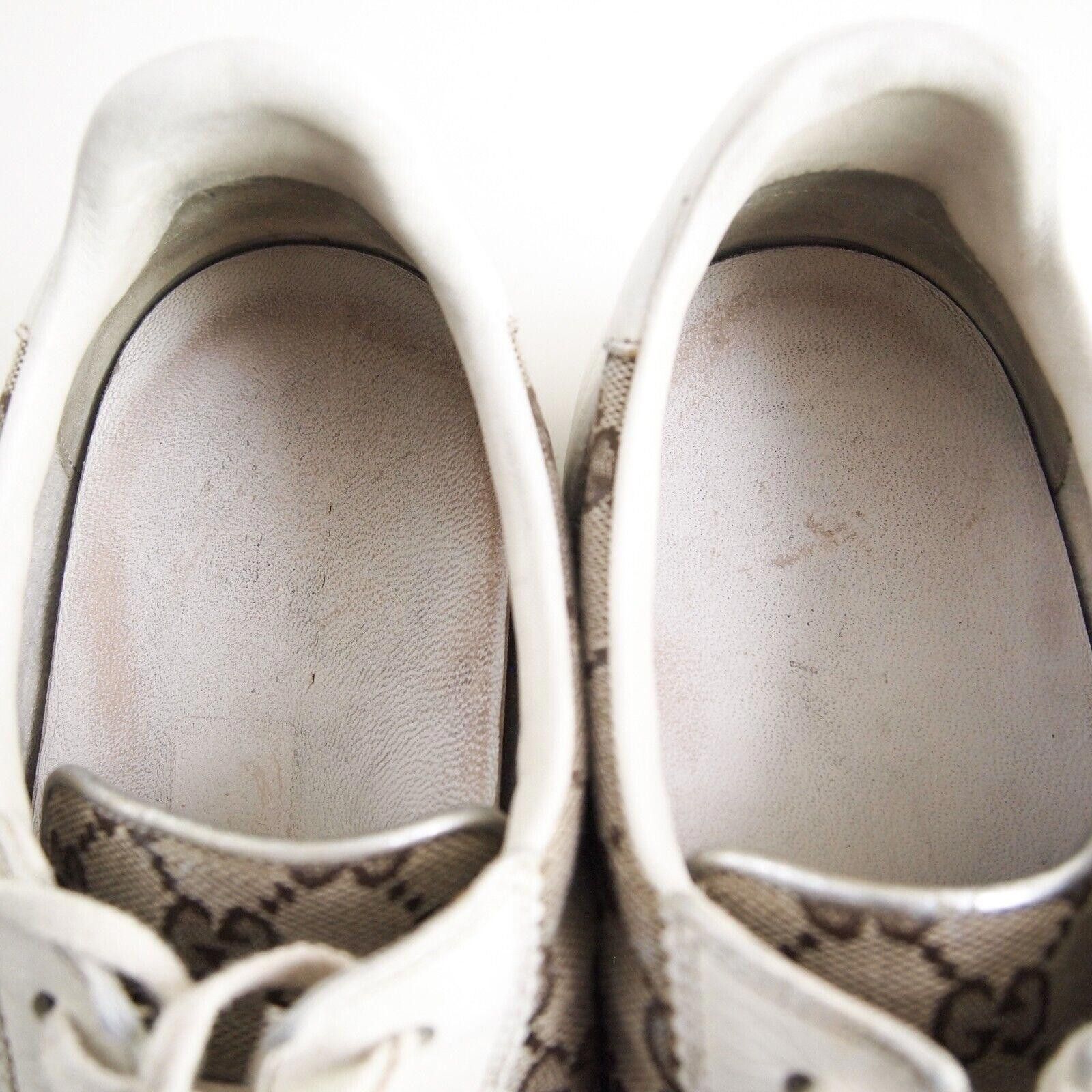 Gucci Gucci Sneakers White Leather Brown Canvas US 10.5 EU 43.5 G Size US 10.5 / EU 43-44 - 4 Thumbnail