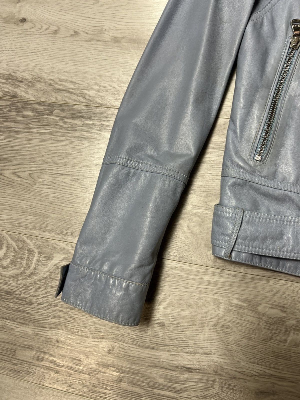 Dolce & Gabbana × Vintage Rare Dolce Gabbana Blue Leather Biker Jacket Size 44 Size M / US 6-8 / IT 42-44 - 9 Thumbnail