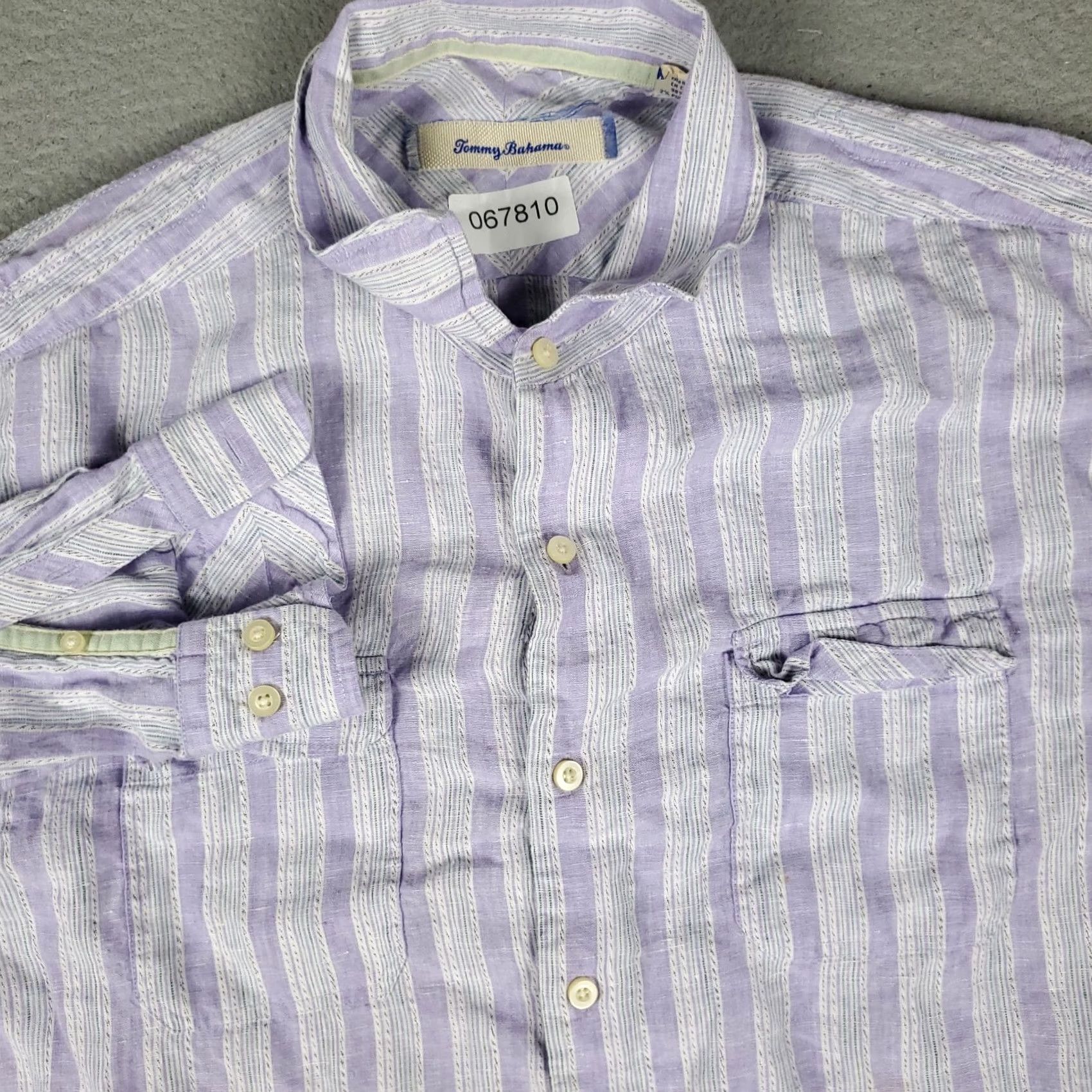 Tommy Bahama Tommy Bahama Shirt Mens XL Purple Striped Linen Button-Up Long Sleeve Shirt Size US XL / EU 56 / 4 - 2 Thumbnail