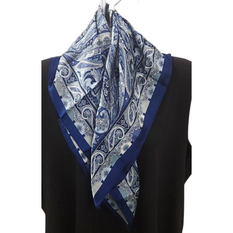 Other Luxury Paisley Blue/White Square Scarf 27 inch Western Wild Size ONE SIZE - 10 Thumbnail