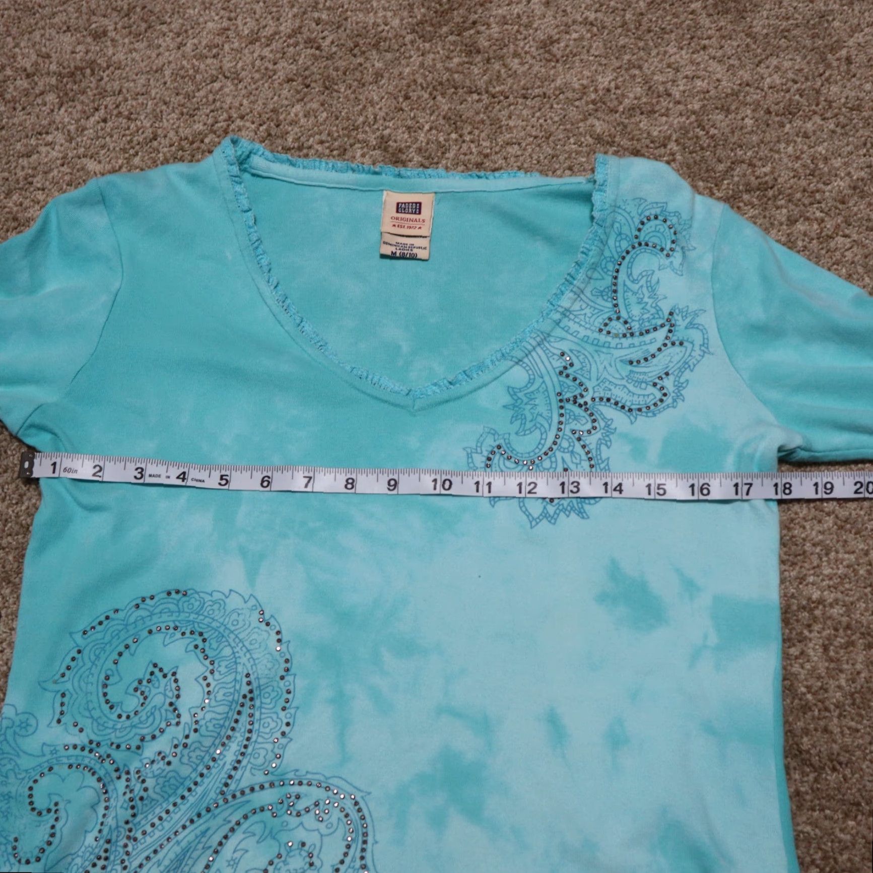 Faded Glory Fadded Glory T-shirt Light Blue V-Neck Bling Sparkle Women's Size M Medium Size M / US 6-8 / IT 42-44 - 5 Thumbnail