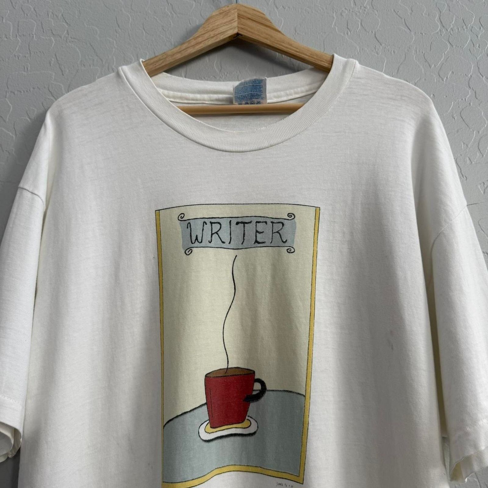 Other Vintage 90s coffee writer art t-shirt Size US XL / EU 56 / 4 - 2 Thumbnail